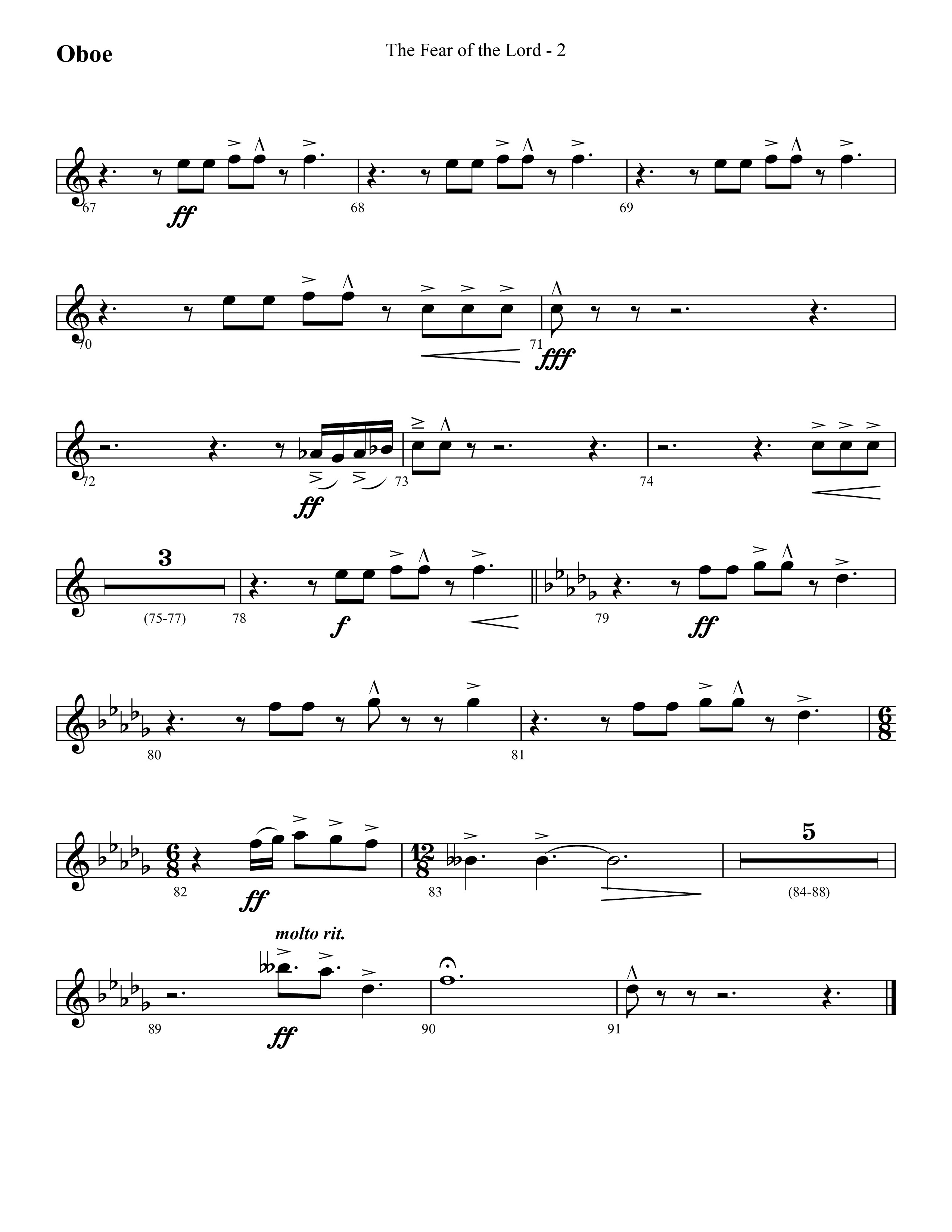 The Fear Of The Lord (Choral Anthem SATB) Oboe (Lifeway Choral / Arr. Cliff Duren)