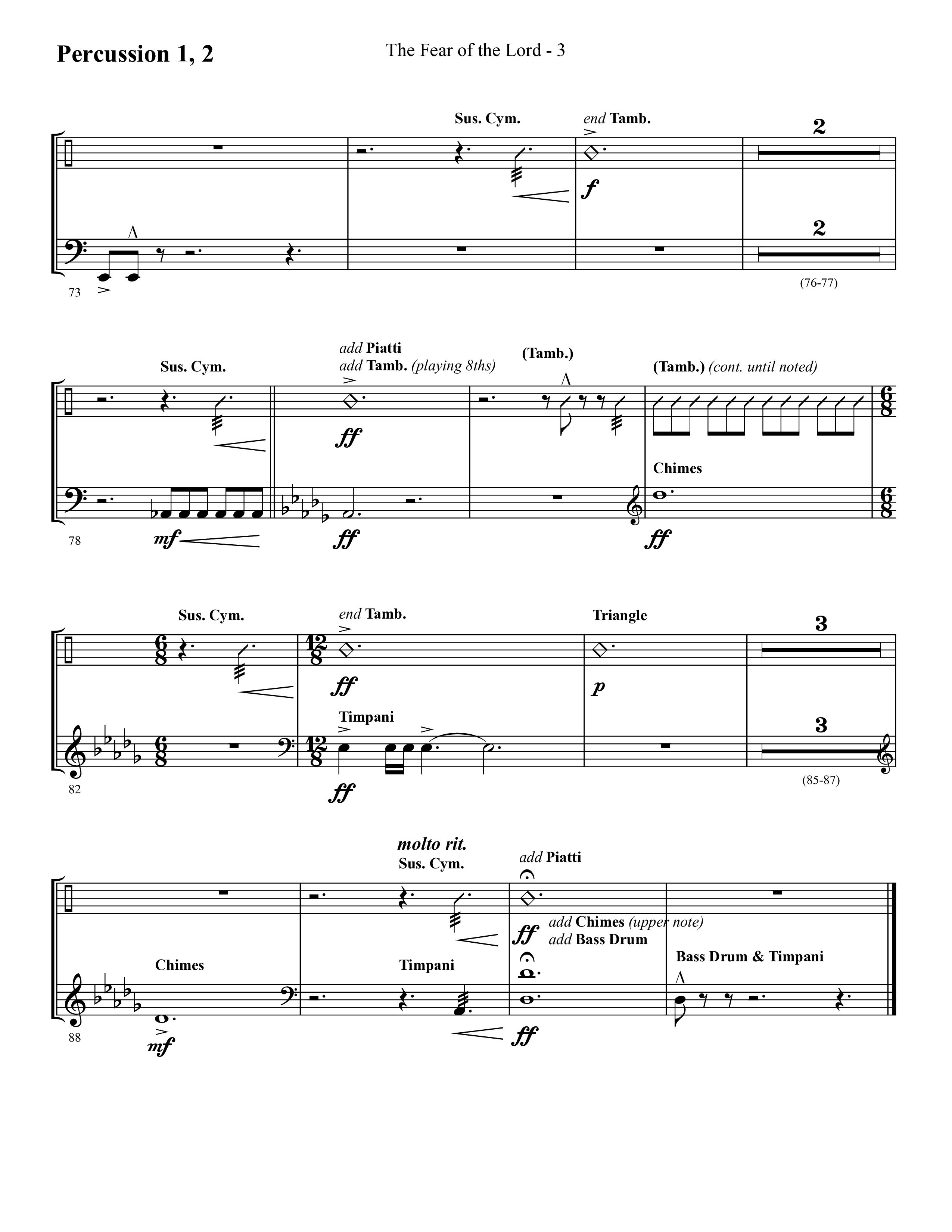 The Fear Of The Lord (Choral Anthem SATB) Percussion 1/2 (Lifeway Choral / Arr. Cliff Duren)
