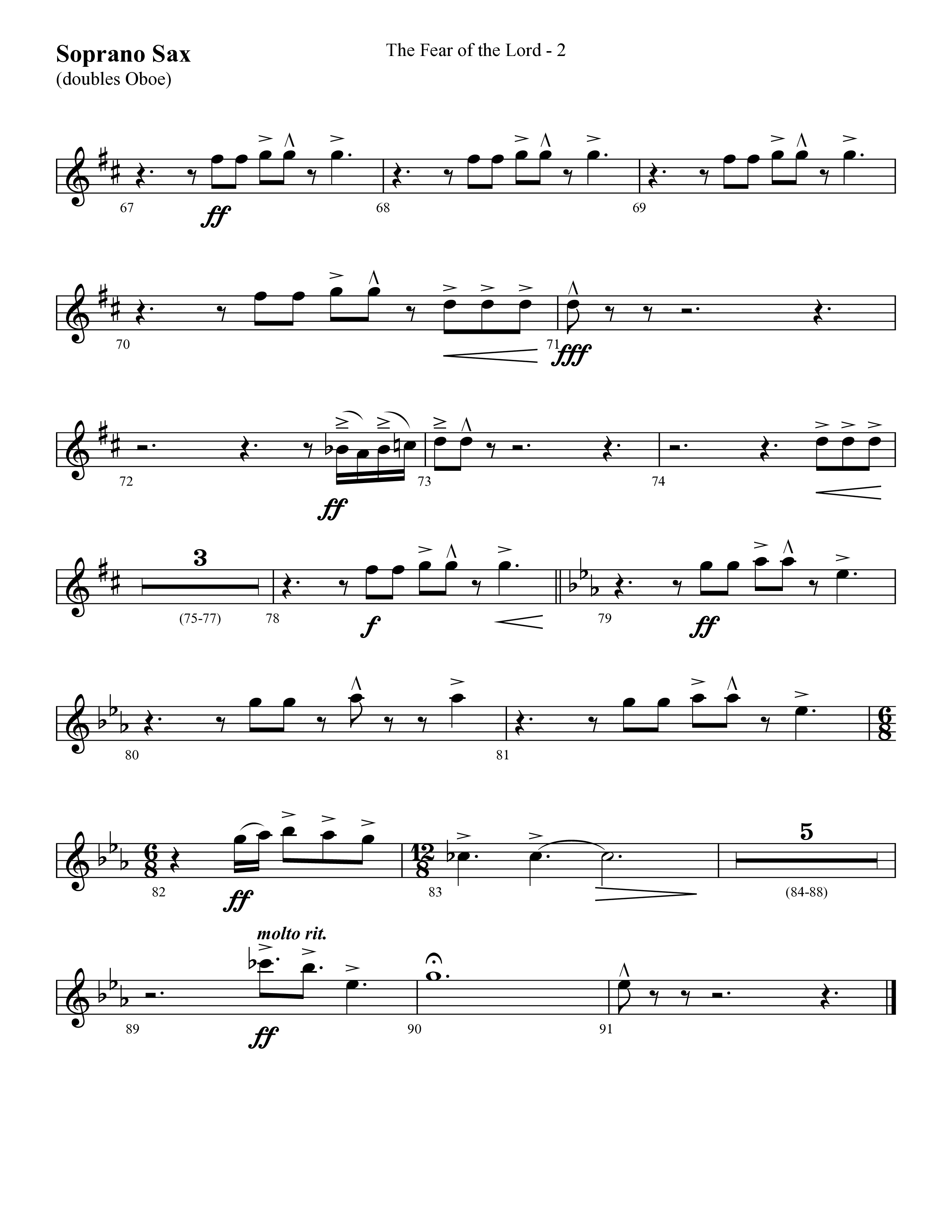 The Fear Of The Lord (Choral Anthem SATB) Soprano Sax (Lifeway Choral / Arr. Cliff Duren)