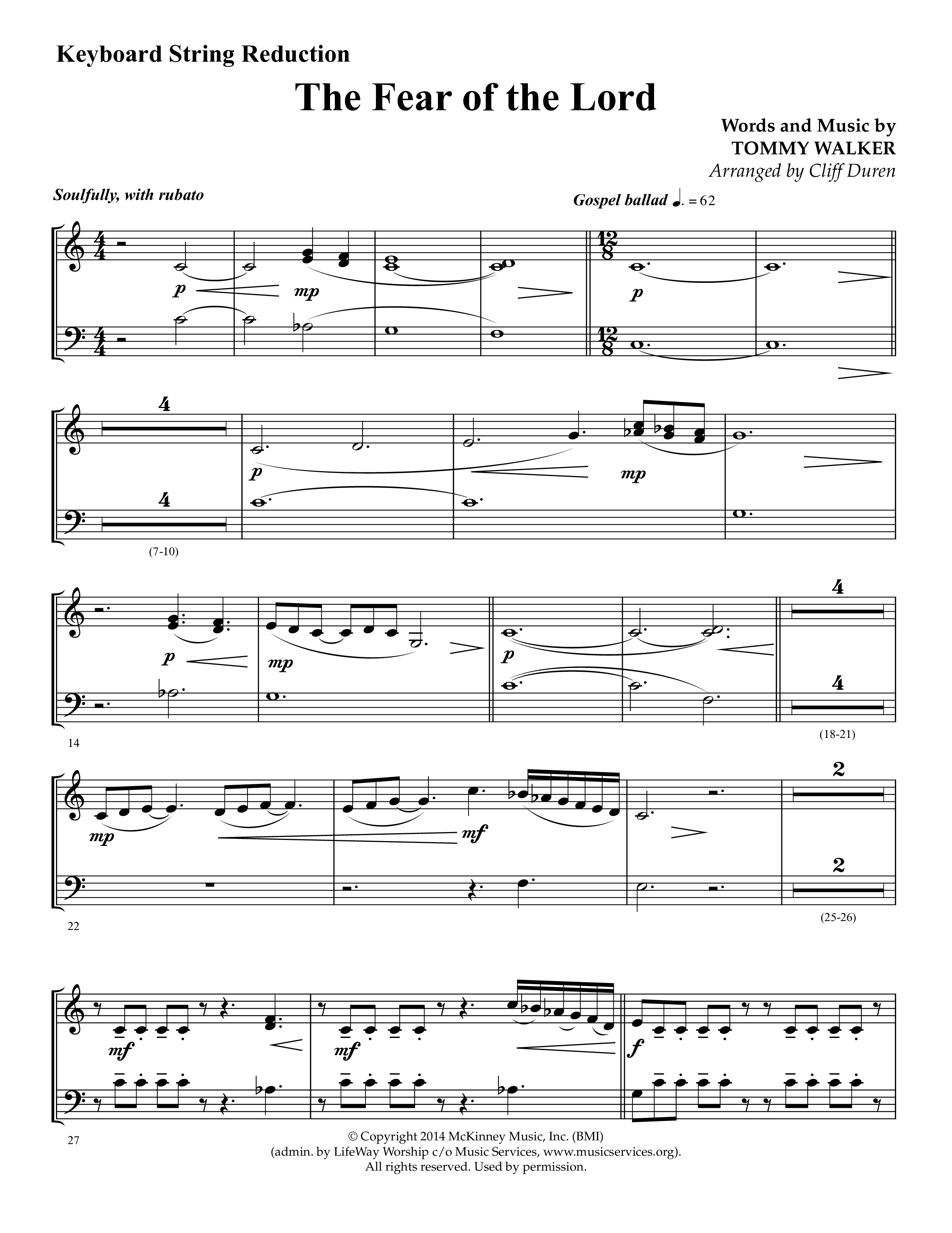 The Fear Of The Lord (Choral Anthem SATB) String Reduction (Lifeway Choral / Arr. Cliff Duren)