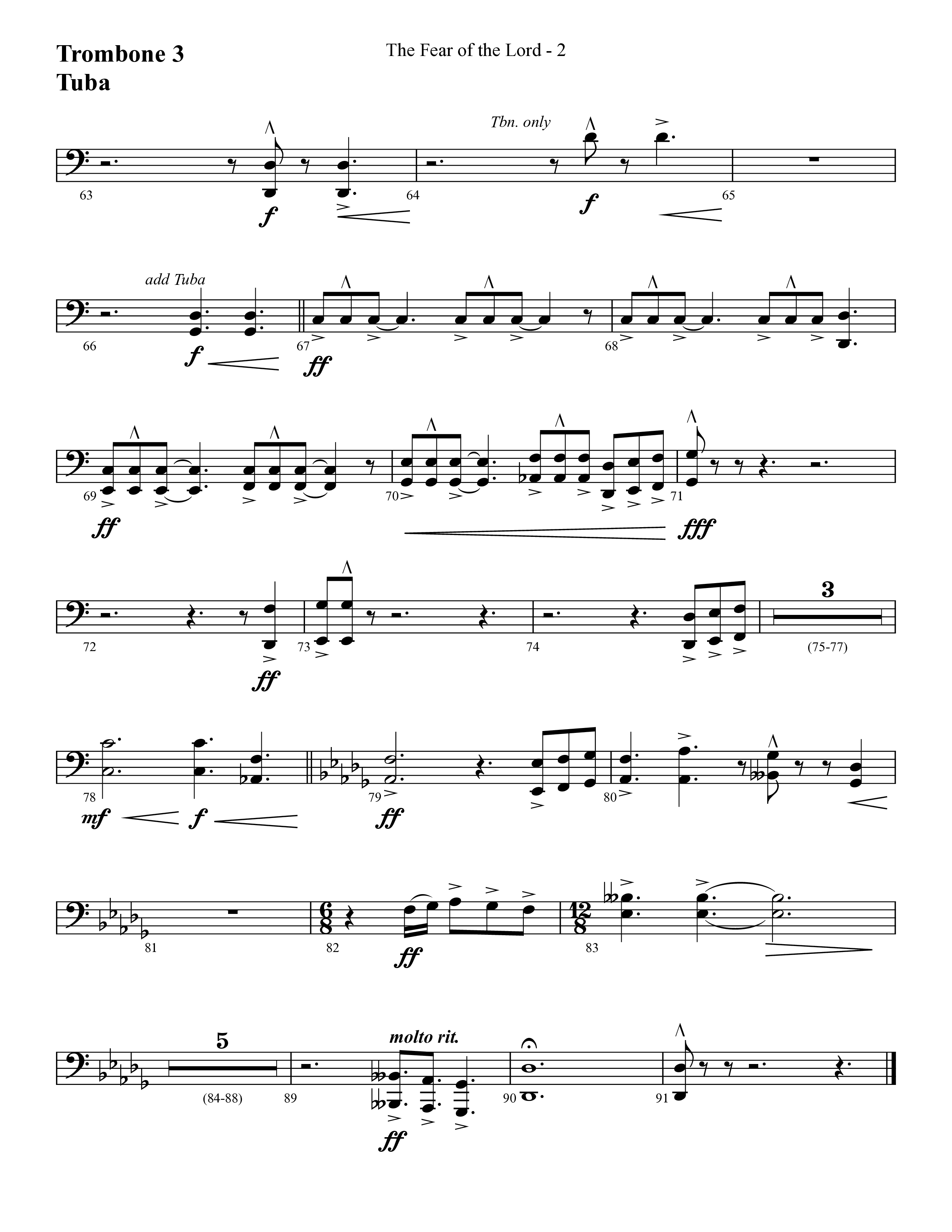 The Fear Of The Lord (Choral Anthem SATB) Trombone 3/Tuba (Lifeway Choral / Arr. Cliff Duren)
