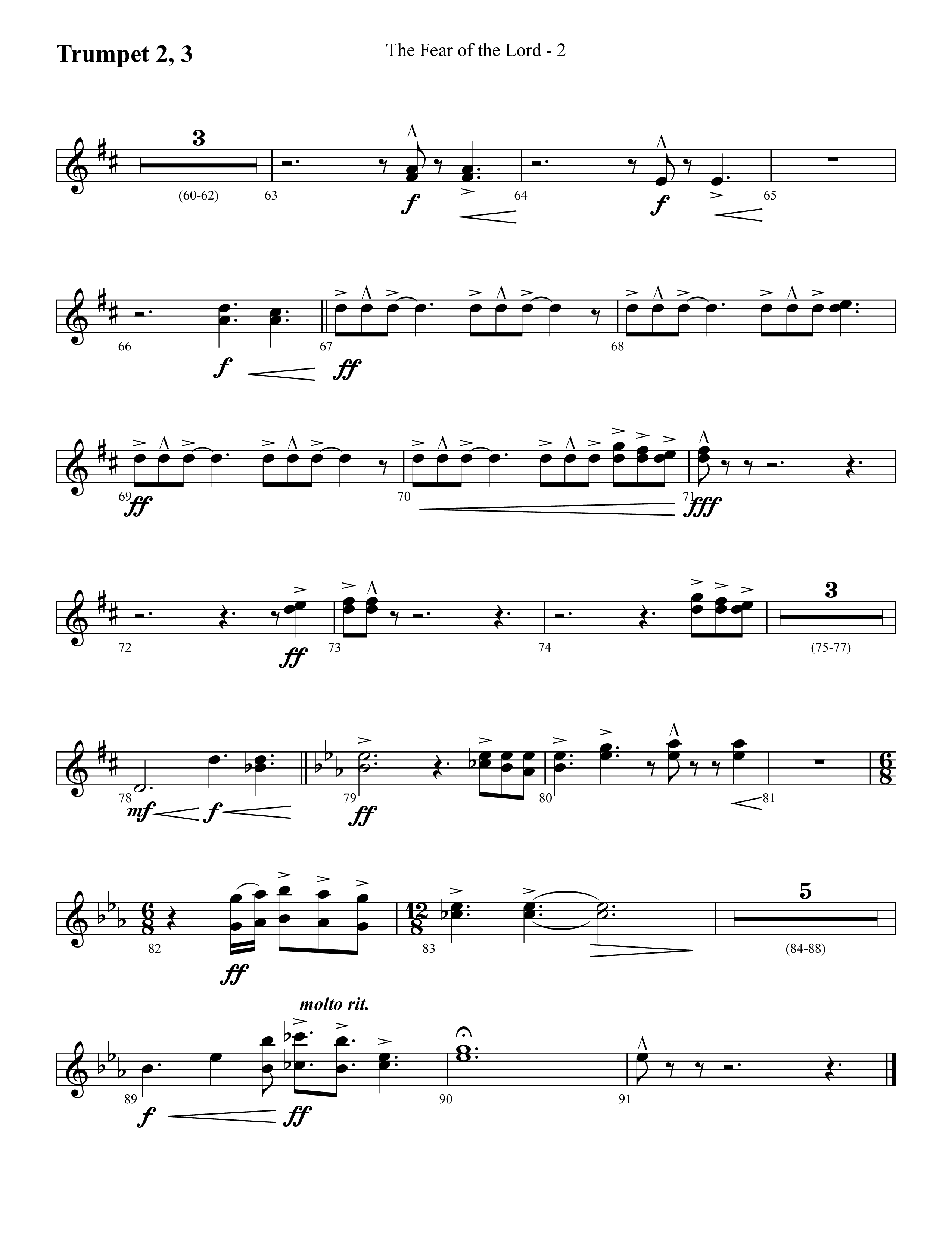 The Fear Of The Lord (Choral Anthem SATB) Trumpet 2/3 (Lifeway Choral / Arr. Cliff Duren)