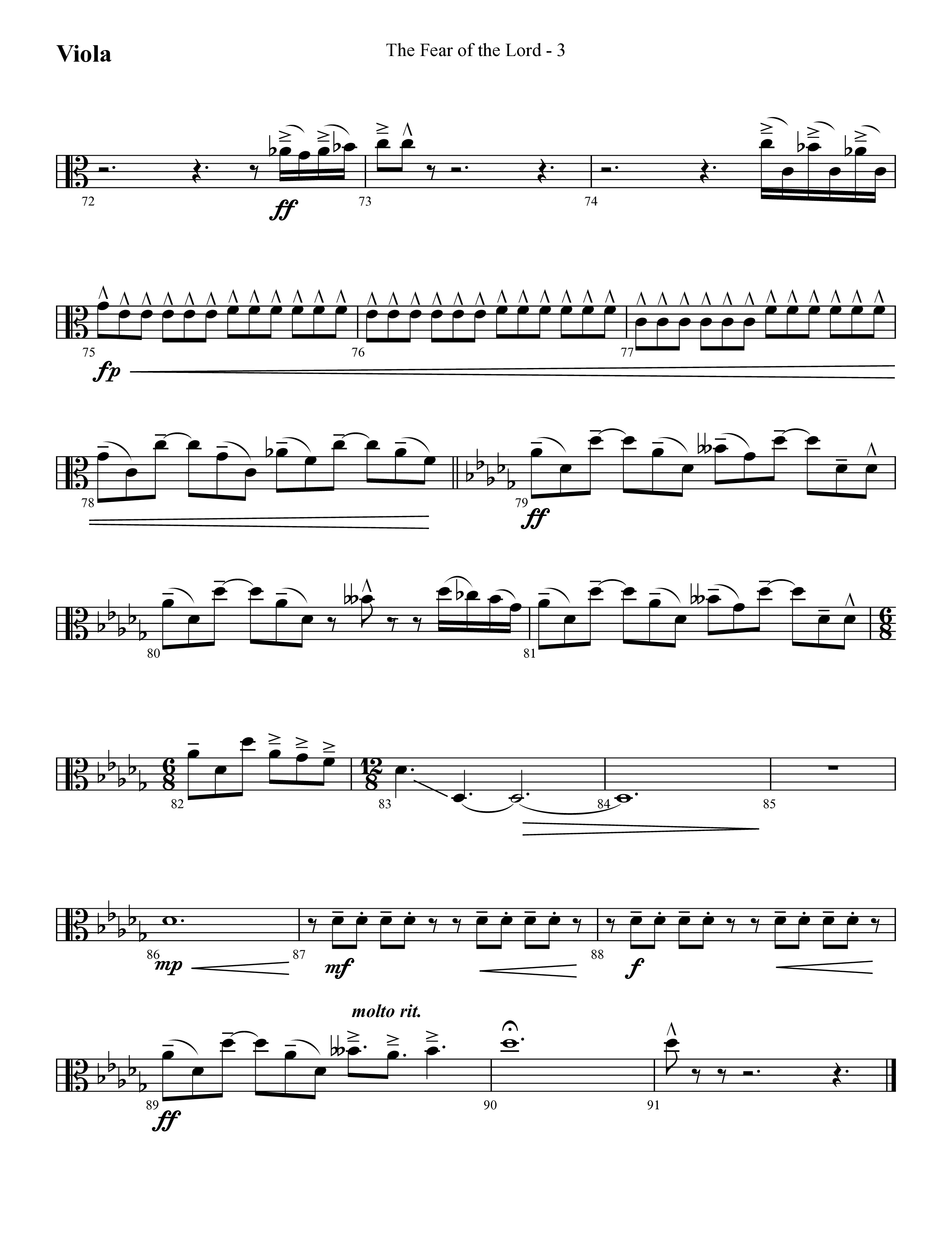 The Fear Of The Lord (Choral Anthem SATB) Viola (Lifeway Choral / Arr. Cliff Duren)