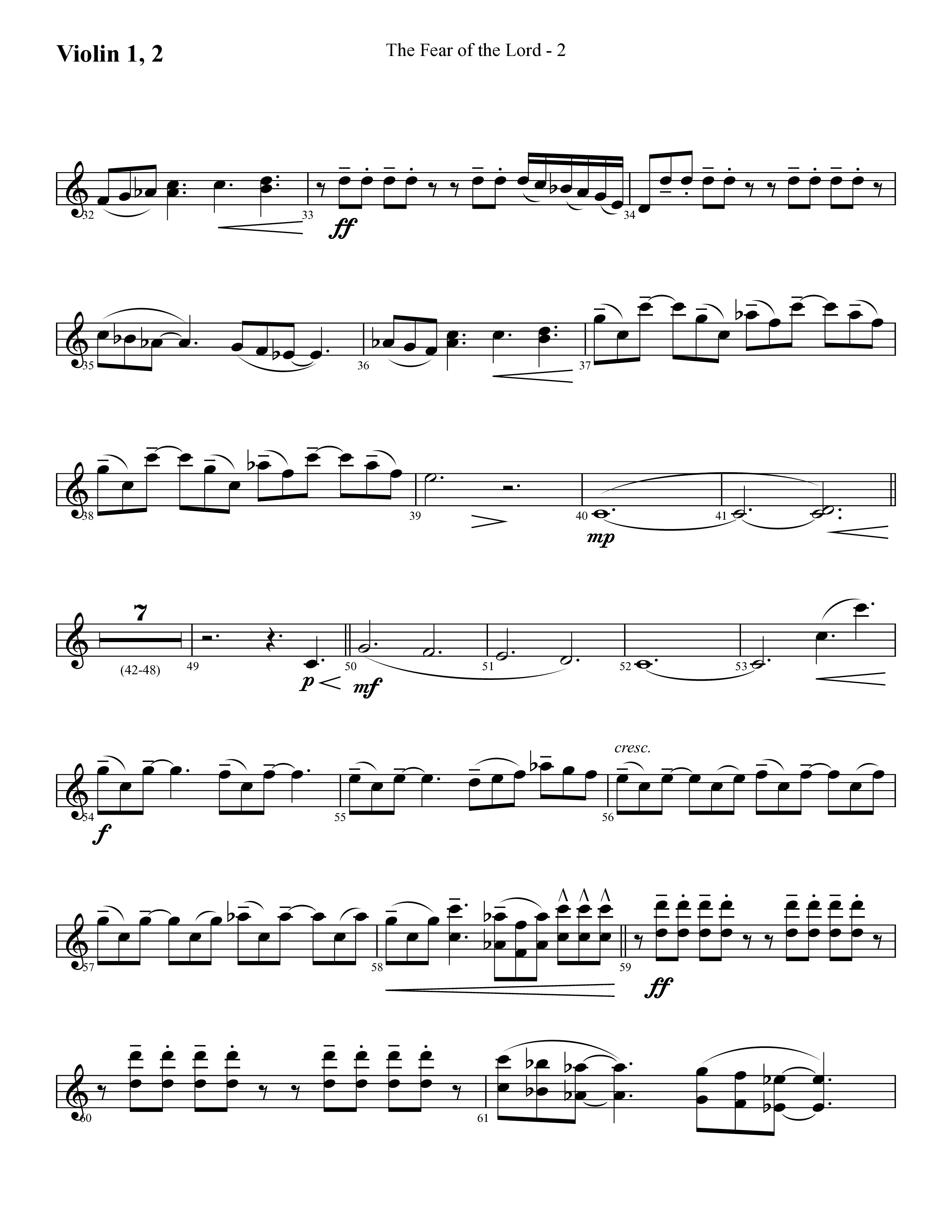 The Fear Of The Lord (Choral Anthem SATB) Violin 1/2 (Lifeway Choral / Arr. Cliff Duren)