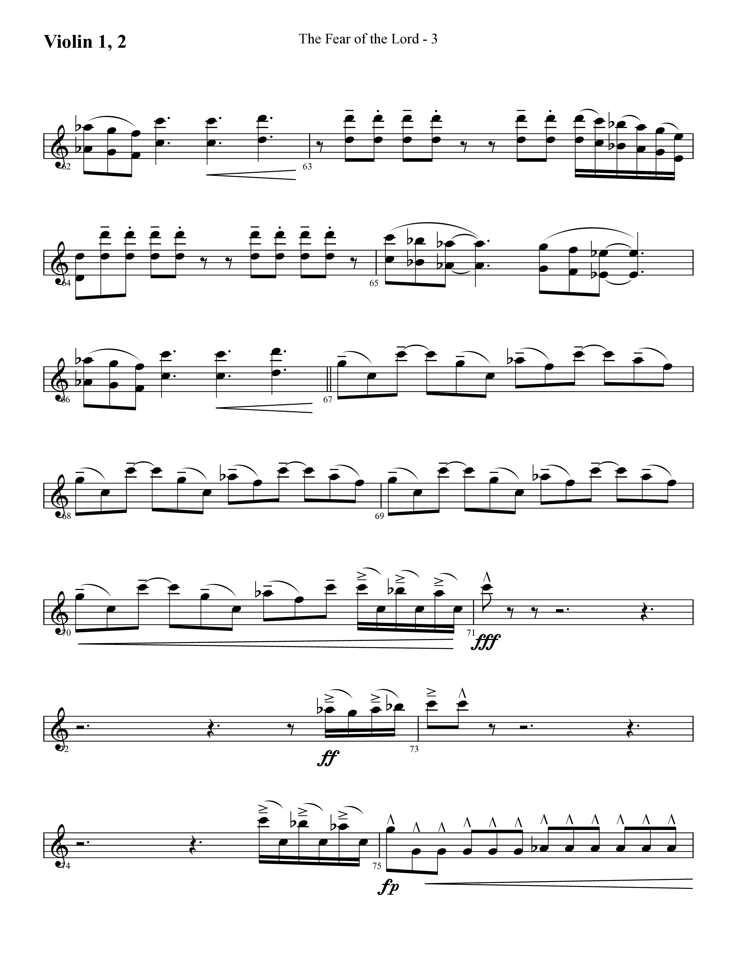 The Fear Of The Lord (Choral Anthem SATB) Violin 1/2 (Lifeway Choral / Arr. Cliff Duren)