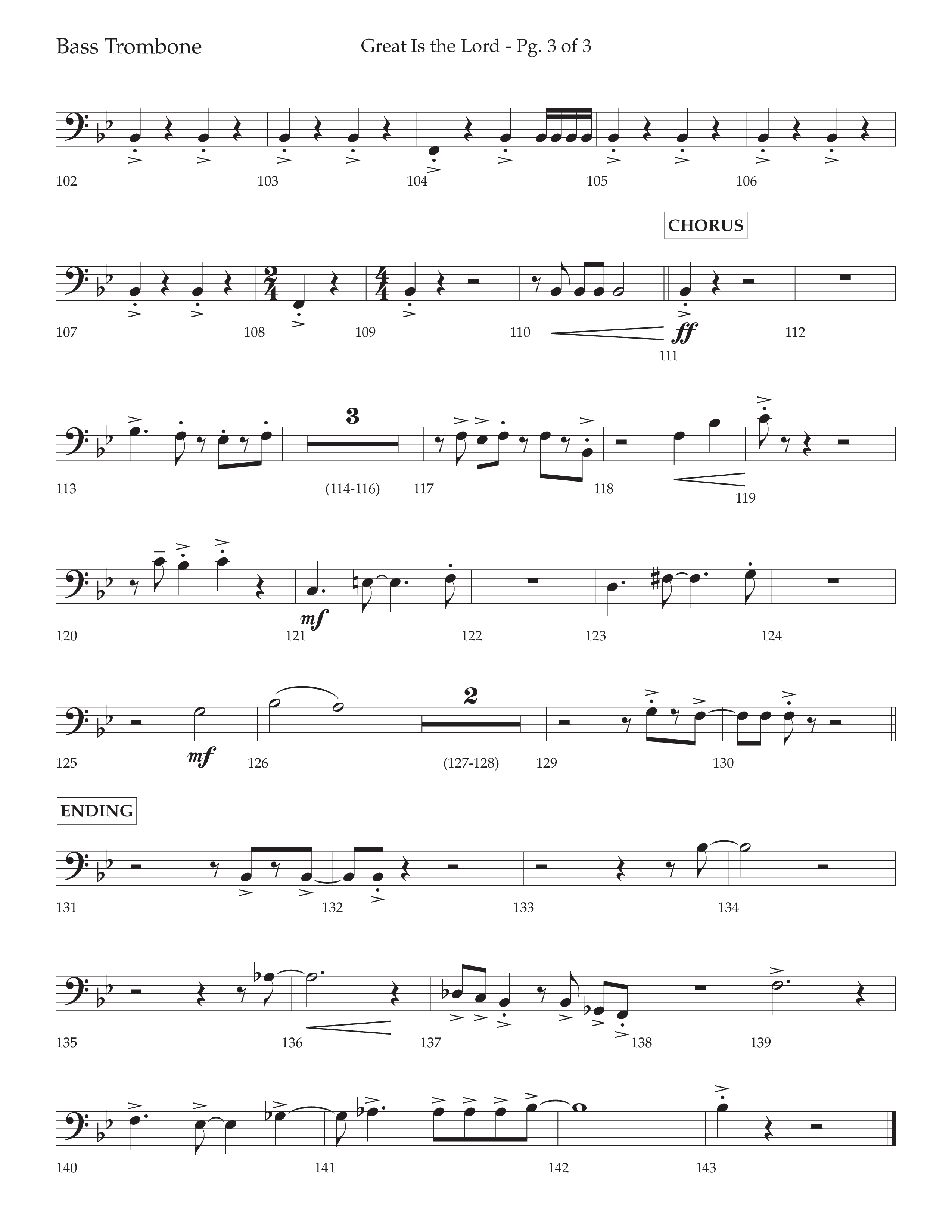 Great Is The Lord (with Blessing And Honor) (Choral Anthem SATB) Bass Trombone (Lifeway Choral / Arr. David Wise / Orch. Bradley Knight)