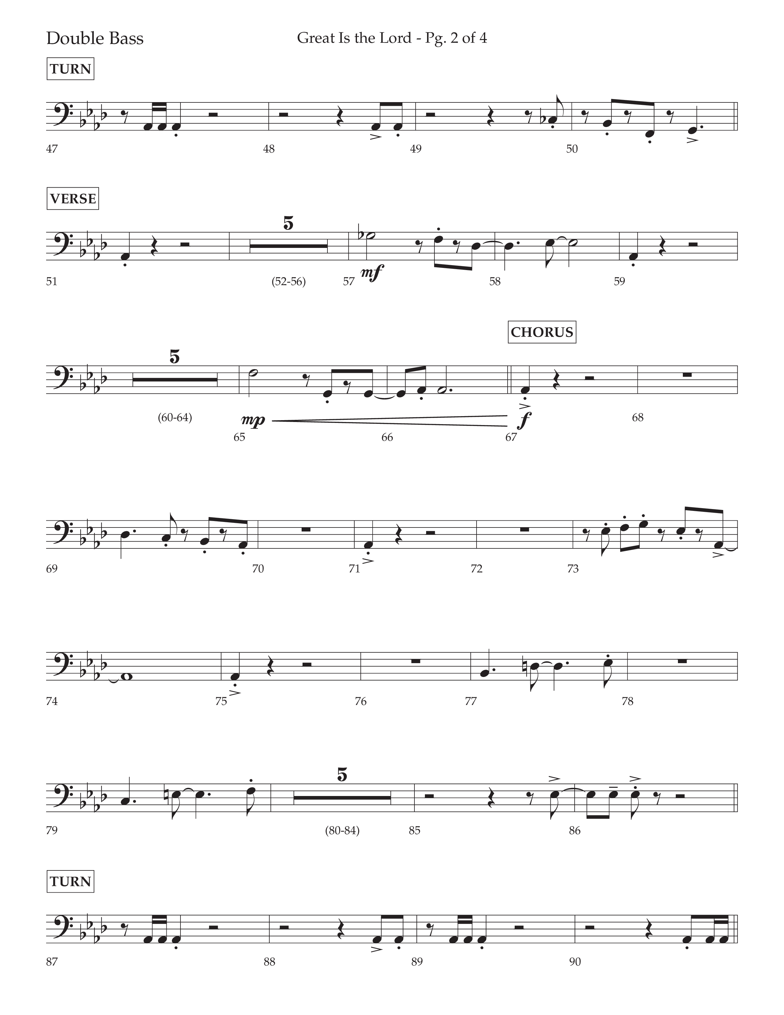 Great Is The Lord (with Blessing And Honor) (Choral Anthem SATB) Double Bass (Lifeway Choral / Arr. David Wise / Orch. Bradley Knight)