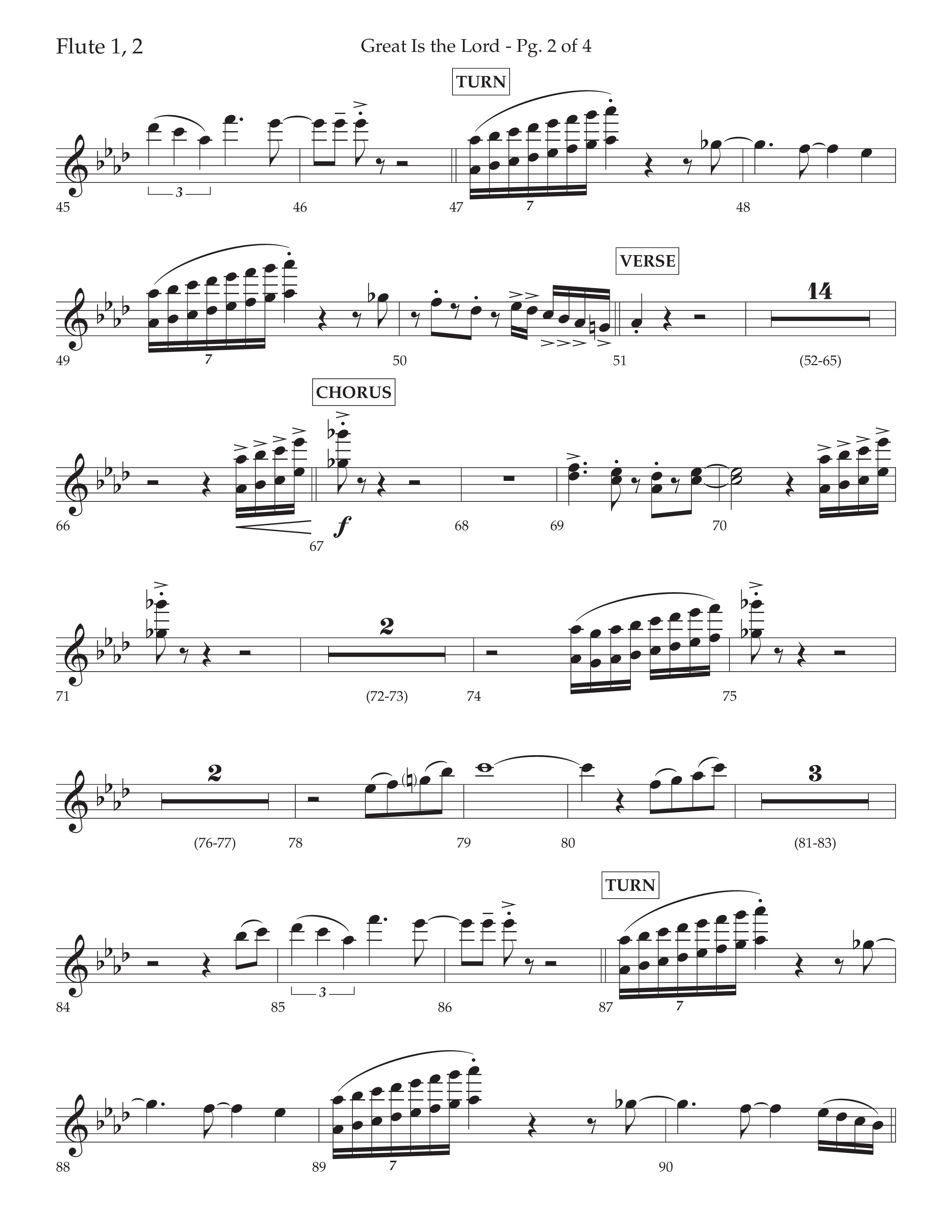Great Is The Lord (with Blessing And Honor) (Choral Anthem SATB) Flute 1/2 (Lifeway Choral / Arr. David Wise / Orch. Bradley Knight)