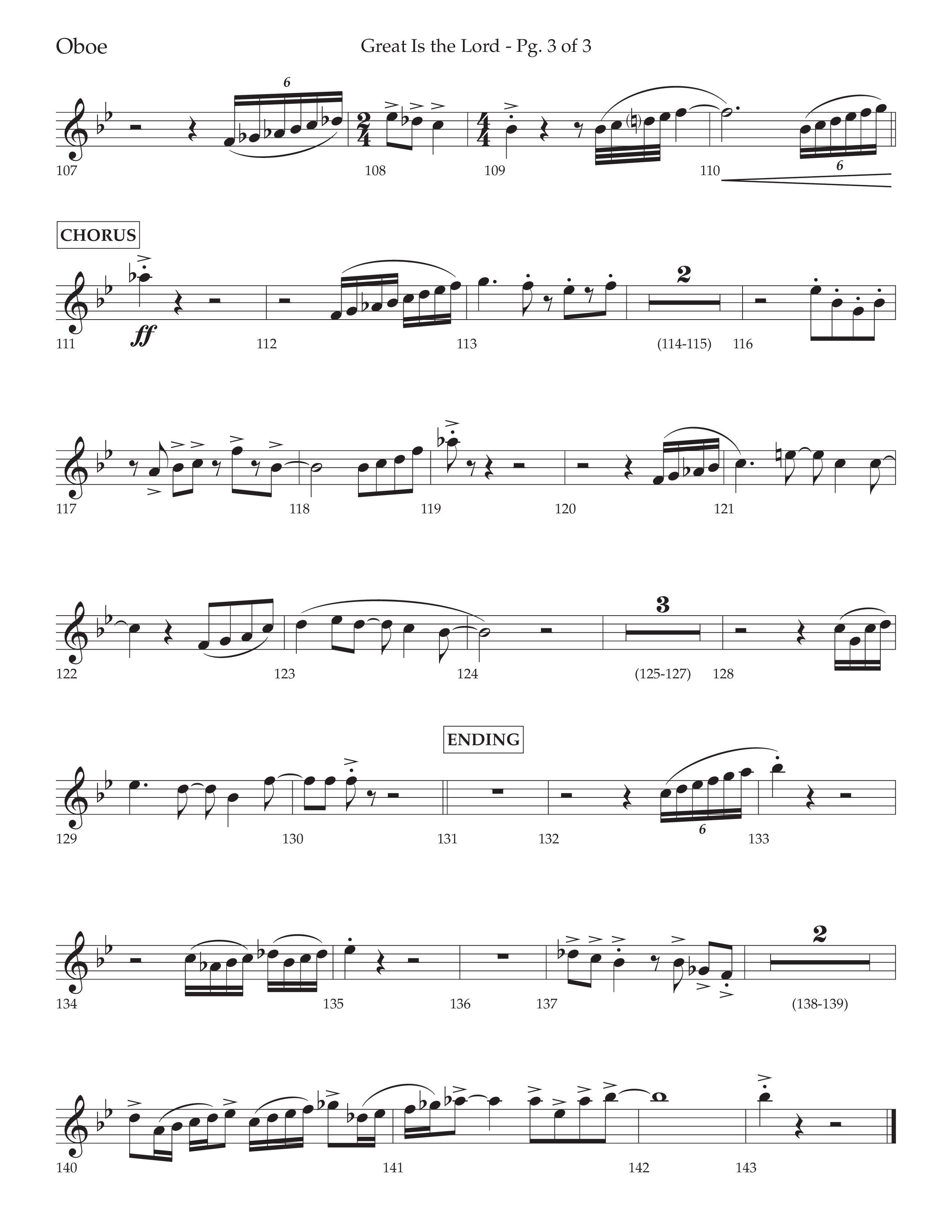 Great Is The Lord (with Blessing And Honor) (Choral Anthem SATB) Oboe (Lifeway Choral / Arr. David Wise / Orch. Bradley Knight)