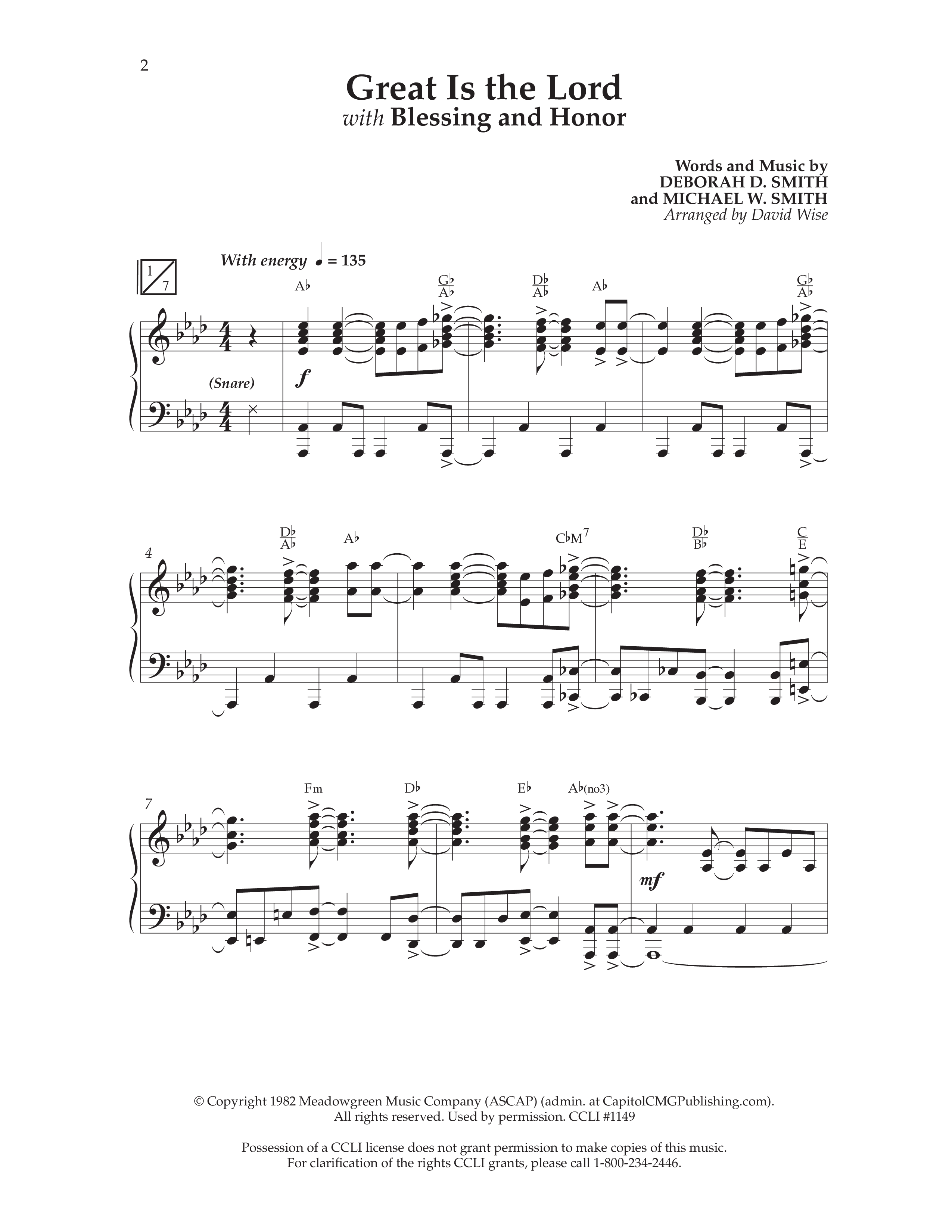 Great Is The Lord (with Blessing And Honor) (Choral Anthem SATB) Anthem (SATB/Piano) (Lifeway Choral / Arr. David Wise / Orch. Bradley Knight)