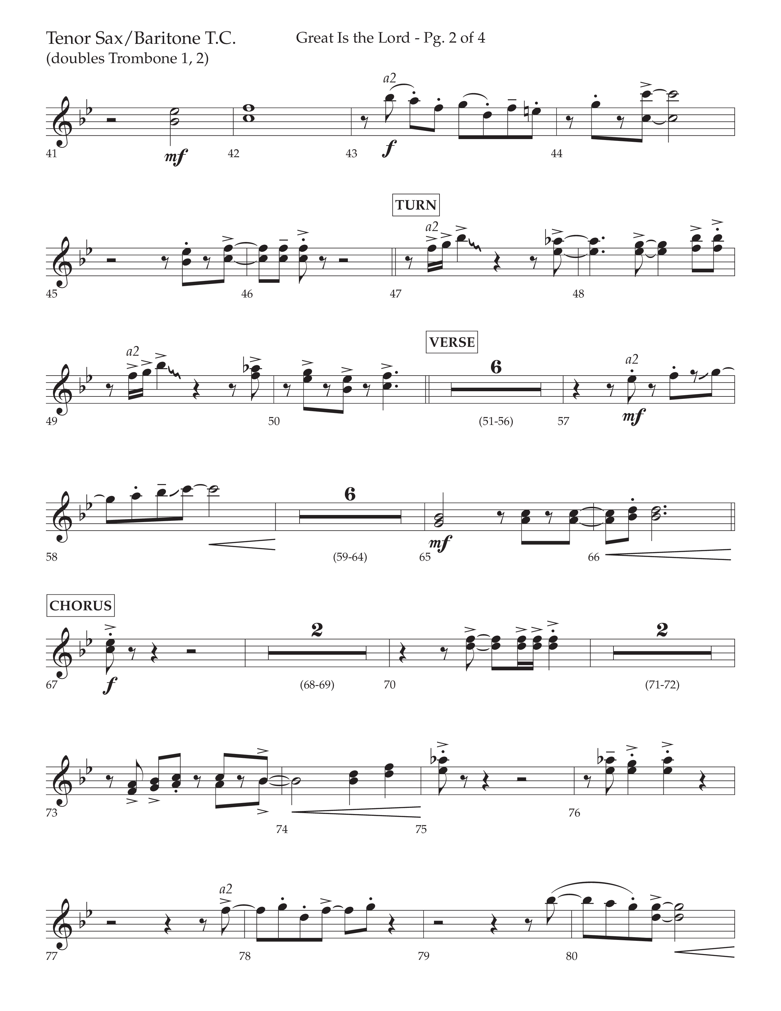 Great Is The Lord (with Blessing And Honor) (Choral Anthem SATB) Tenor Sax/Baritone T.C. (Lifeway Choral / Arr. David Wise / Orch. Bradley Knight)