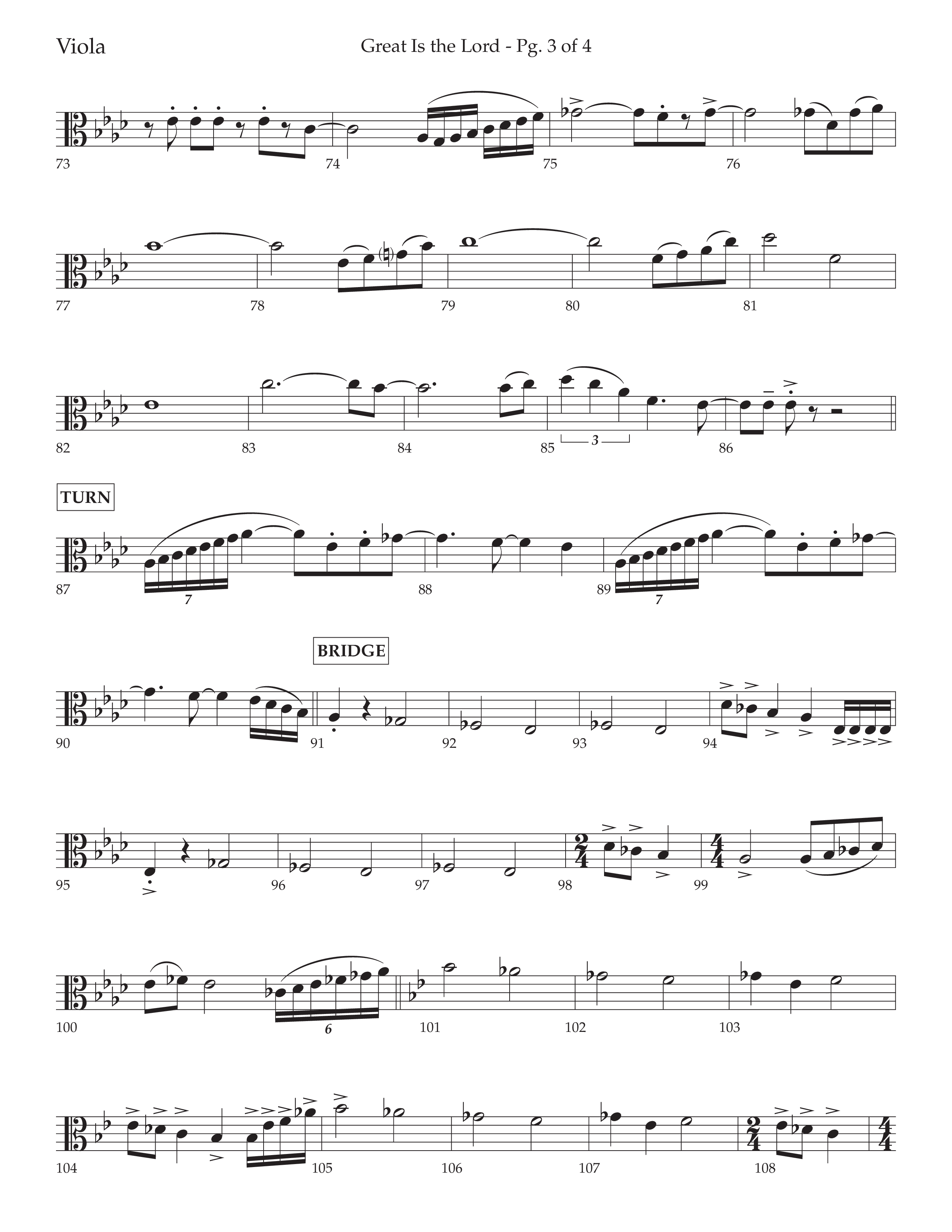 Great Is The Lord (with Blessing And Honor) (Choral Anthem SATB) Viola (Lifeway Choral / Arr. David Wise / Orch. Bradley Knight)