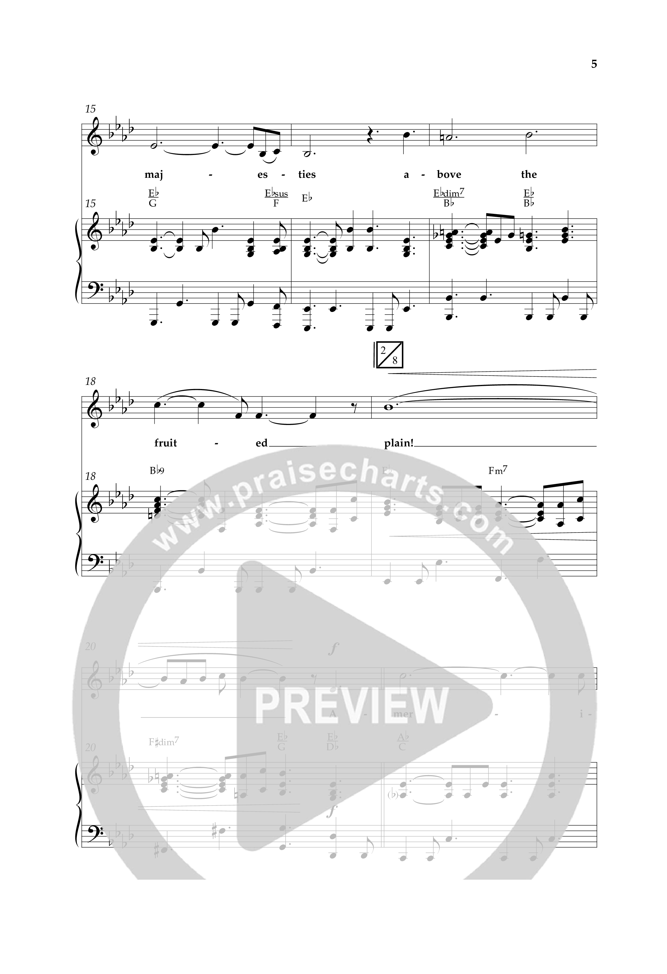 America The Beautiful (with Freedoms Song) (Choral Anthem SATB) Anthem (SATB/Piano) (Lifeway Choral / Arr. Cliff Duren)