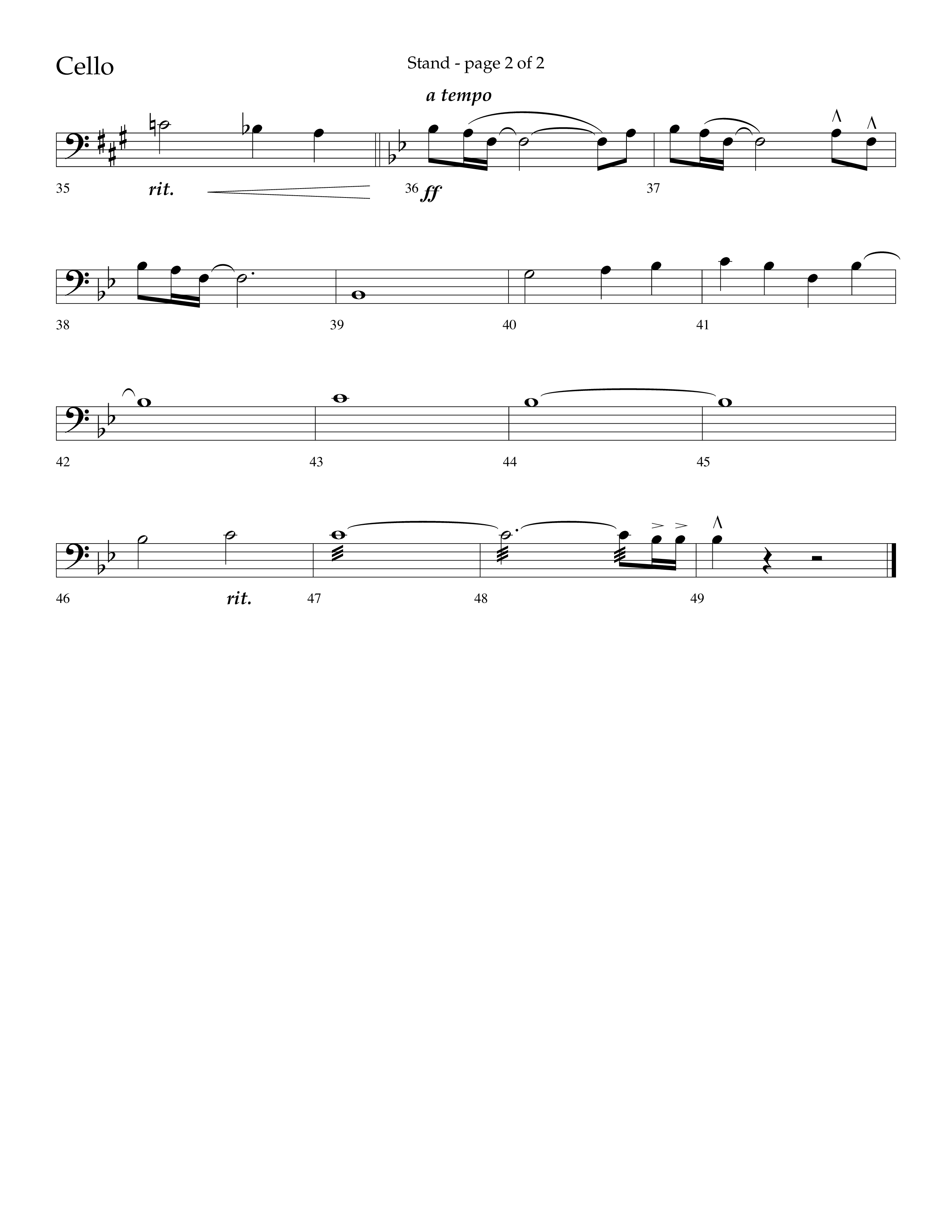 Stand (with Standing On The Promises) (Choral Anthem SATB) Cello (Lifeway Choral / Arr. Cliff Duren)