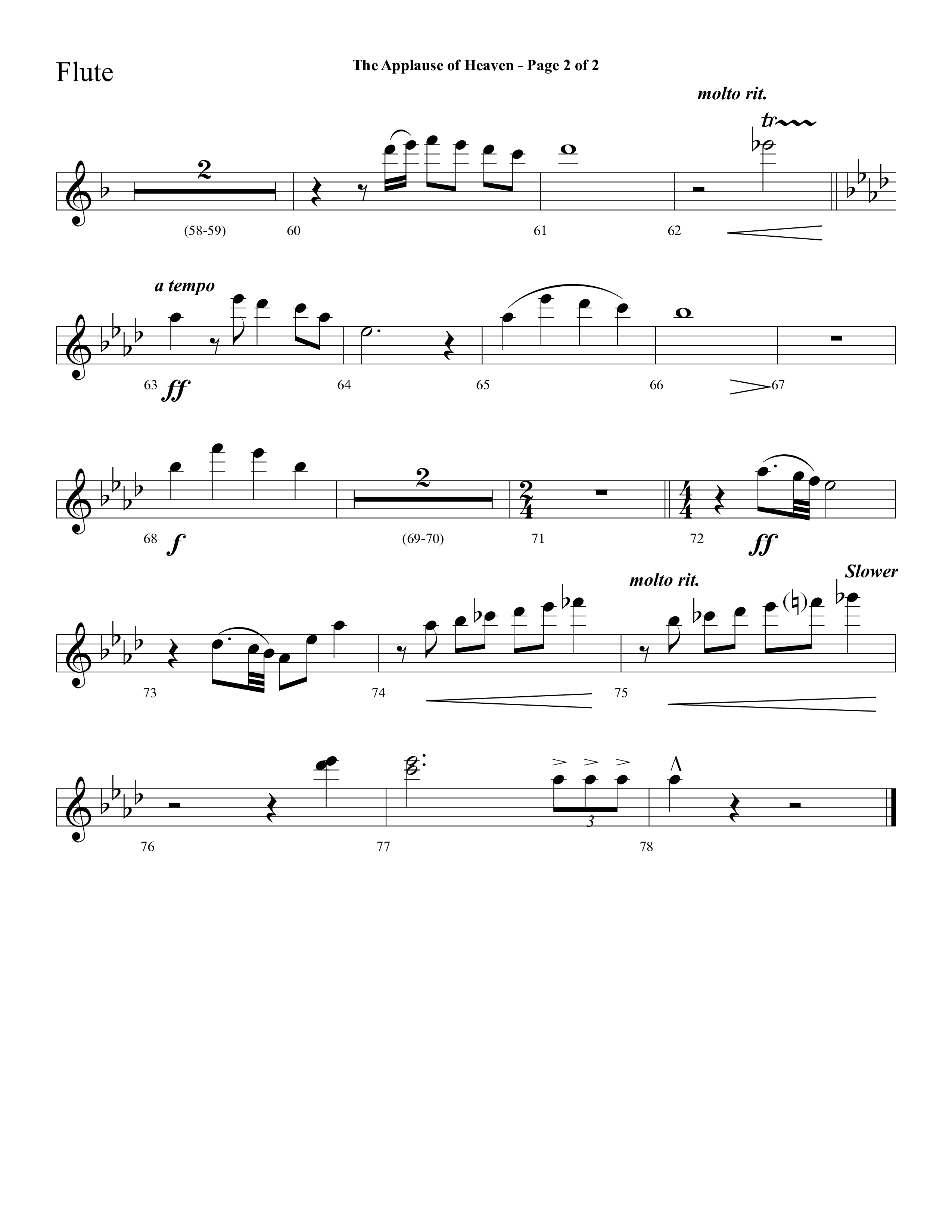 The Applause Of Heaven (Choral Anthem SATB) Flute (Lifeway Choral / Arr. Cliff Duren)