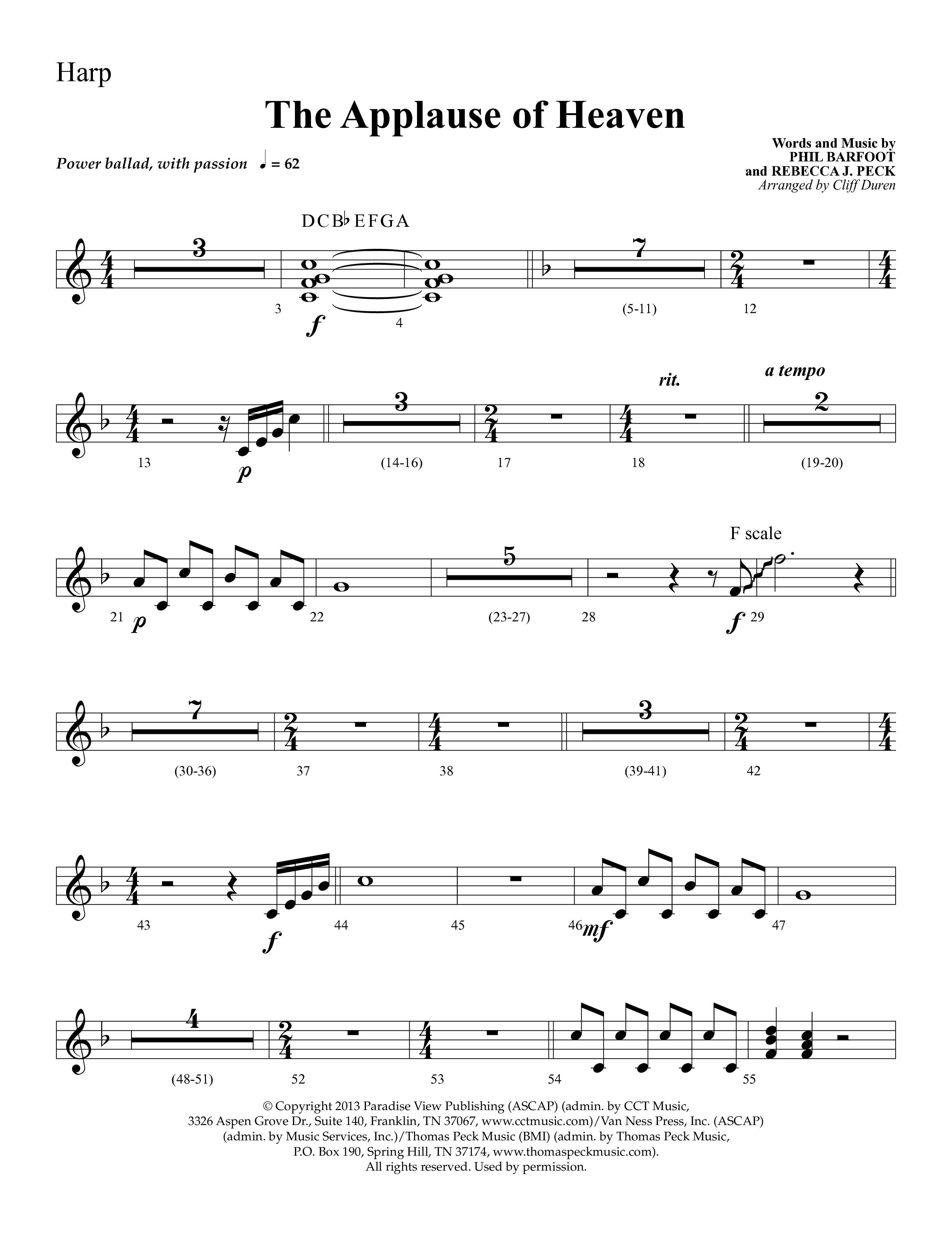 The Applause Of Heaven (Choral Anthem SATB) Harp (Lifeway Choral / Arr. Cliff Duren)