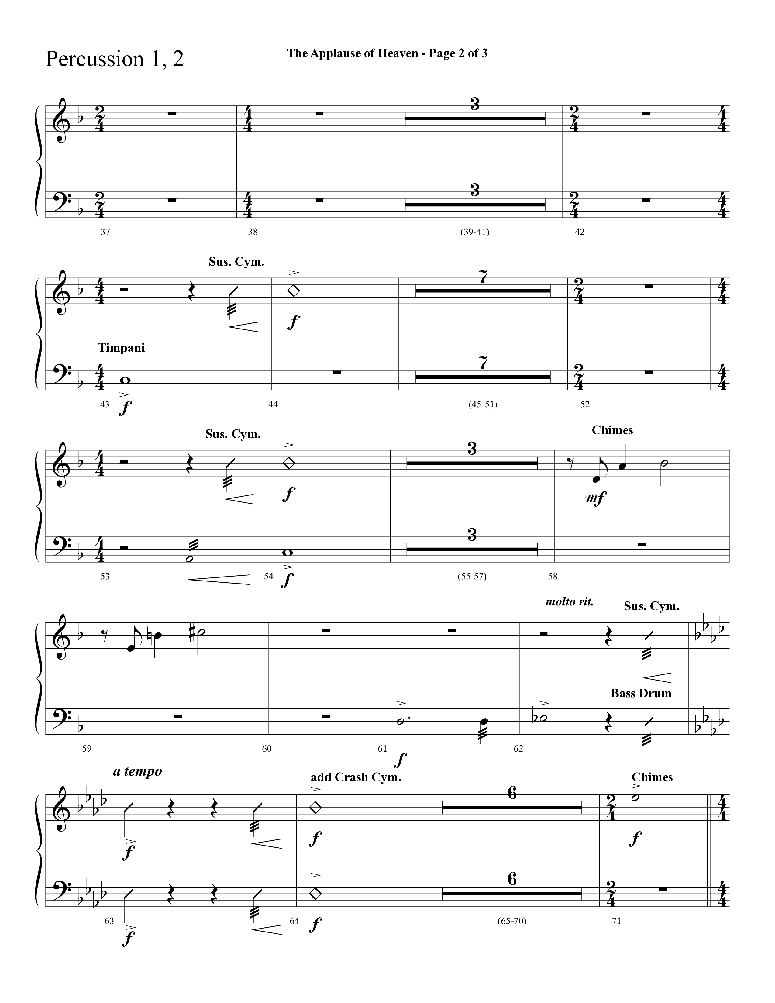 The Applause Of Heaven (Choral Anthem SATB) Percussion 1/2 (Lifeway Choral / Arr. Cliff Duren)