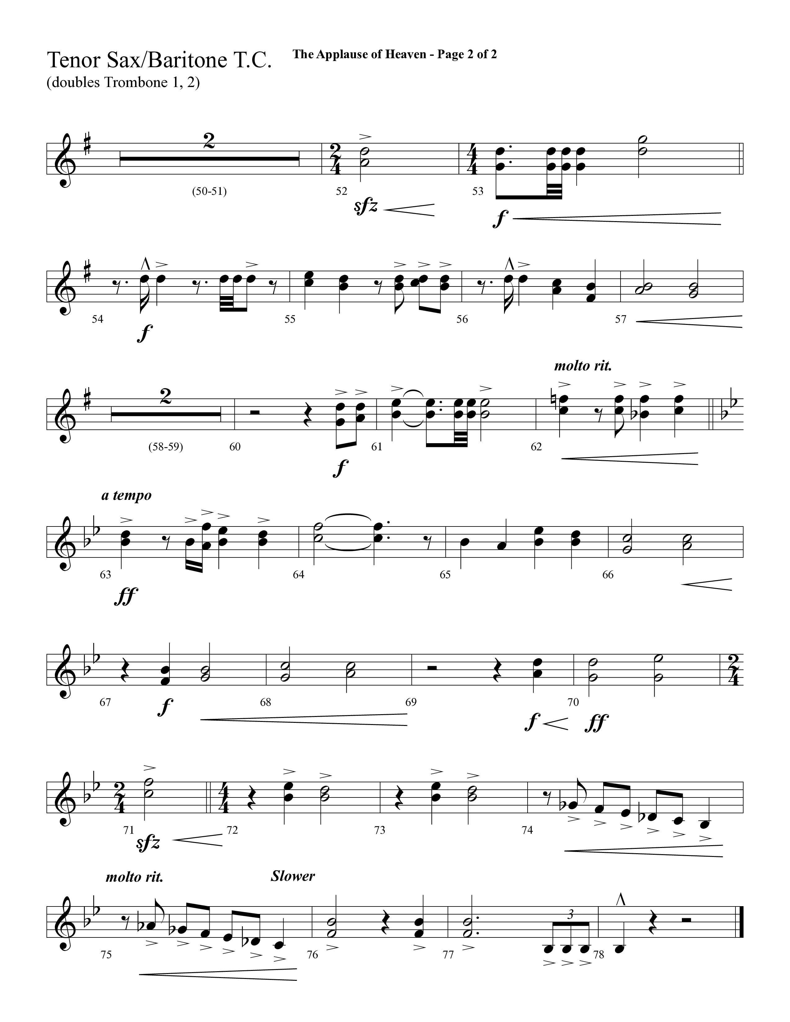 The Applause Of Heaven (Choral Anthem SATB) Tenor Sax/Baritone T.C. (Lifeway Choral / Arr. Cliff Duren)