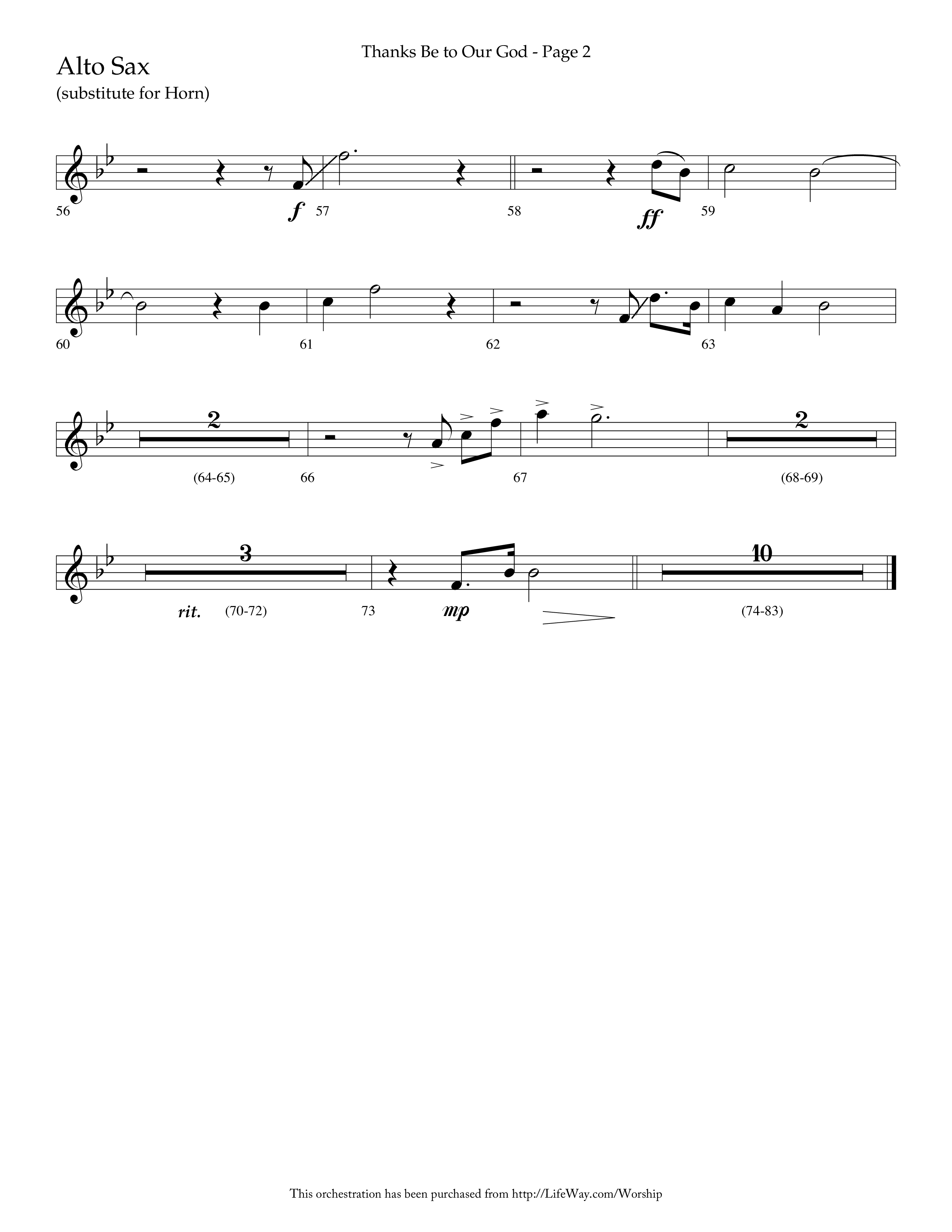 Thanks Be To Our God (Choral Anthem SATB) Alto Sax (Lifeway Choral / Arr. Russell Mauldin)