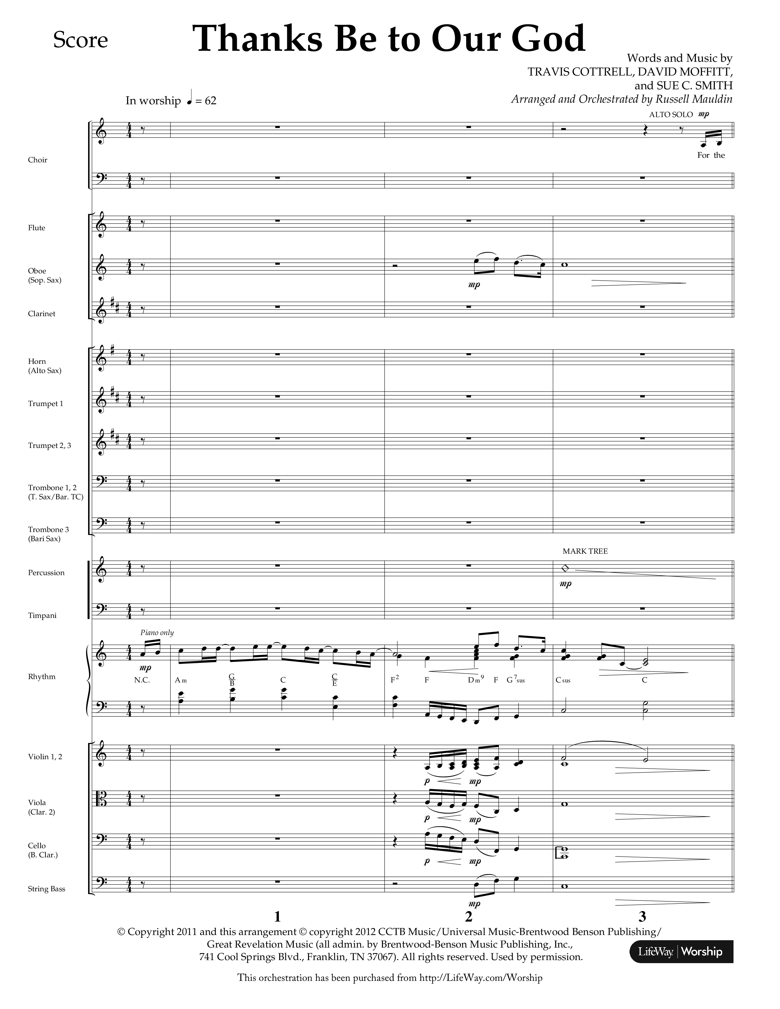 Thanks Be To Our God (Choral Anthem SATB) Conductor's Score (Lifeway Choral / Arr. Russell Mauldin)