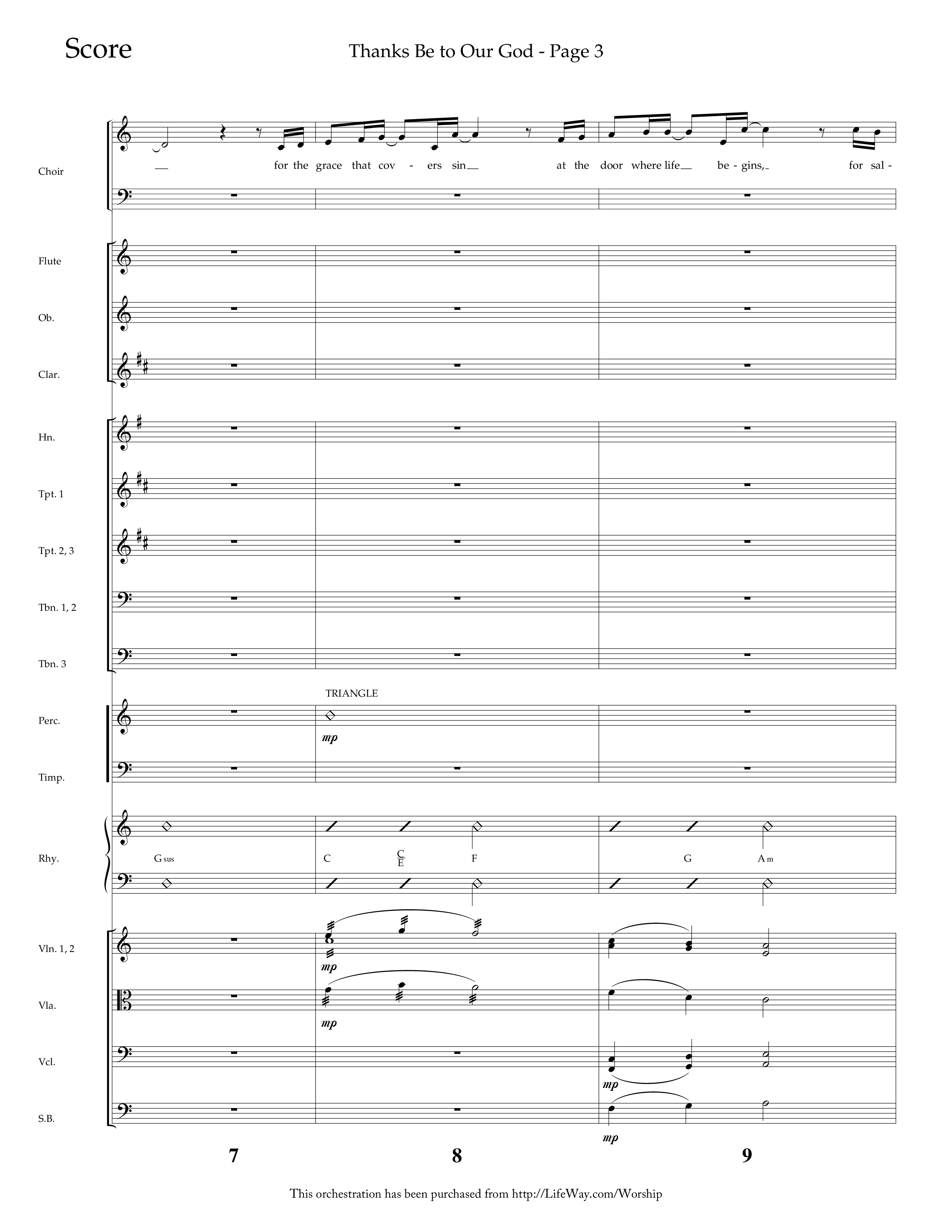 Thanks Be To Our God (Choral Anthem SATB) Orchestration (Lifeway Choral / Arr. Russell Mauldin)
