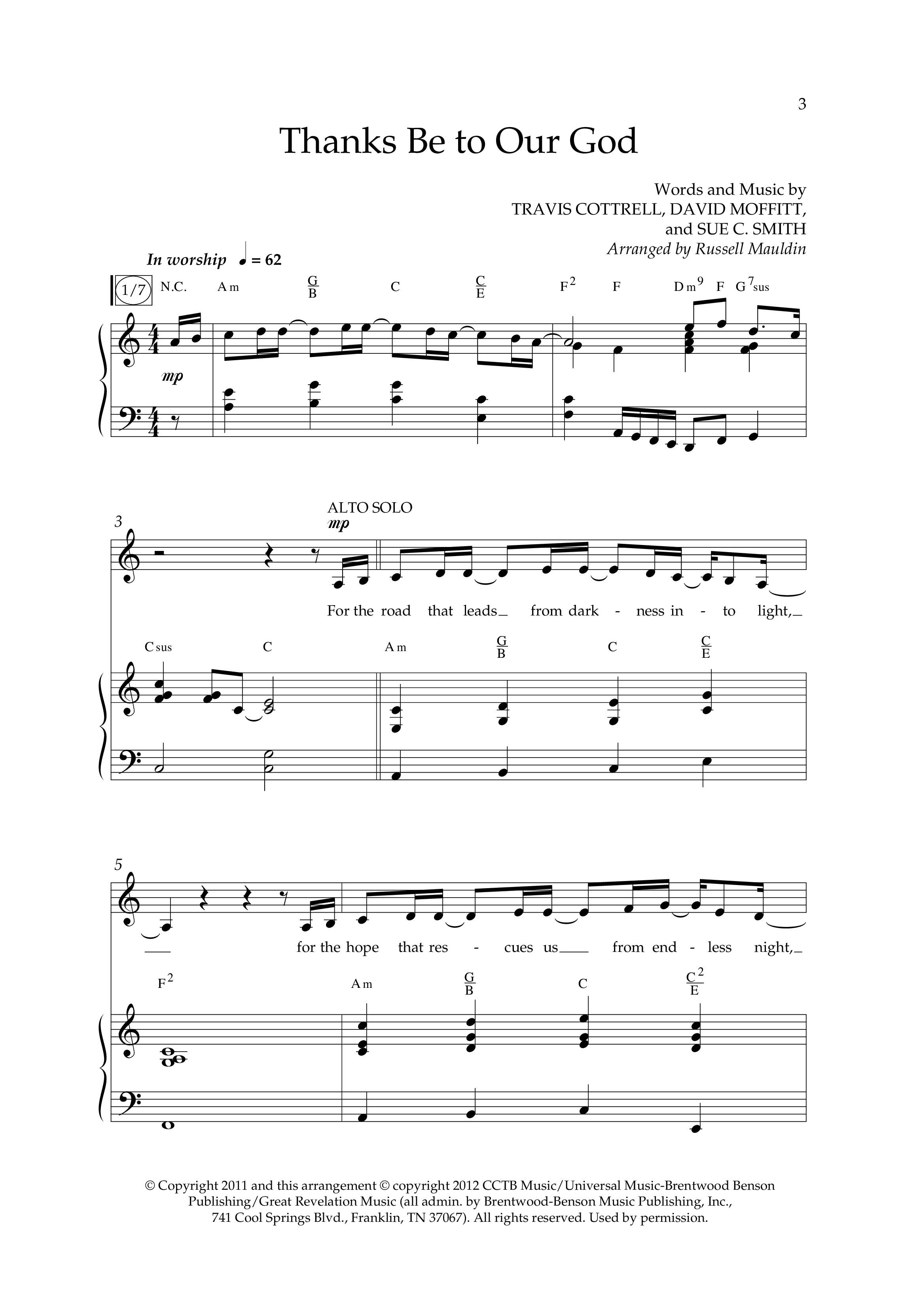Thanks Be To Our God (Choral Anthem SATB) Anthem (SATB/Piano) (Lifeway Choral / Arr. Russell Mauldin)