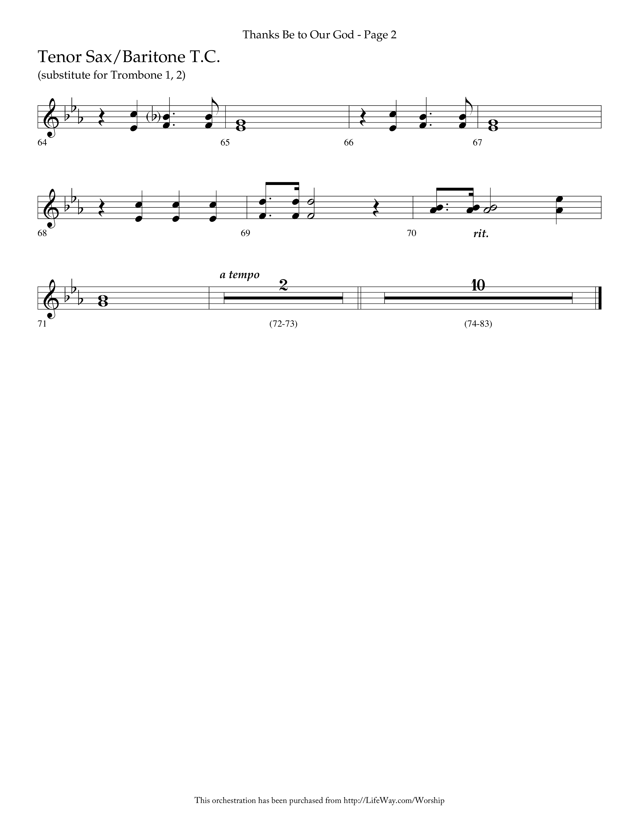 Thanks Be To Our God (Choral Anthem SATB) Tenor Sax/Baritone T.C. (Lifeway Choral / Arr. Russell Mauldin)