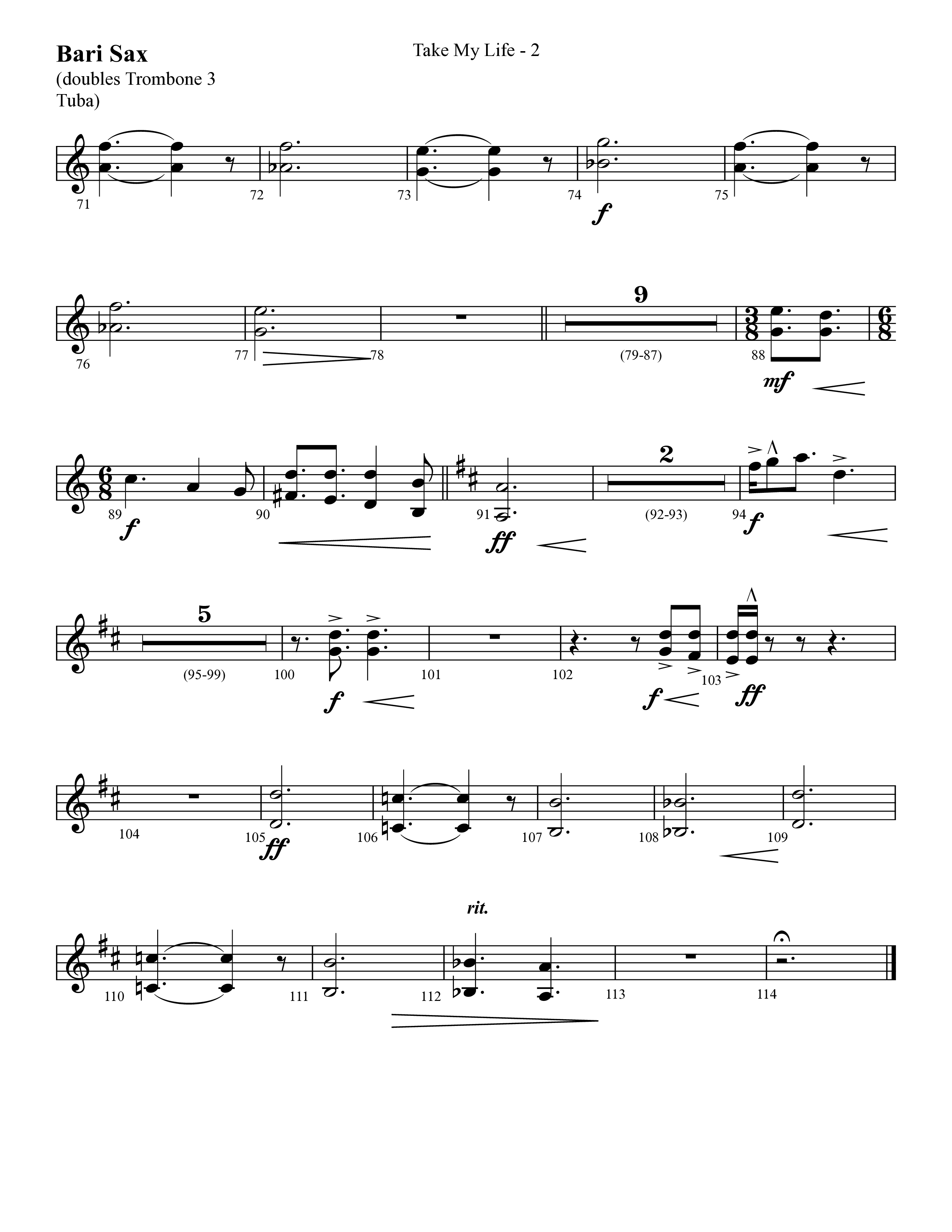 Take My Life (with Take My Life And Let It Be, Take My Life) (Choral Anthem SATB) Bari Sax (Lifeway Choral / Arr. Cliff Duren)