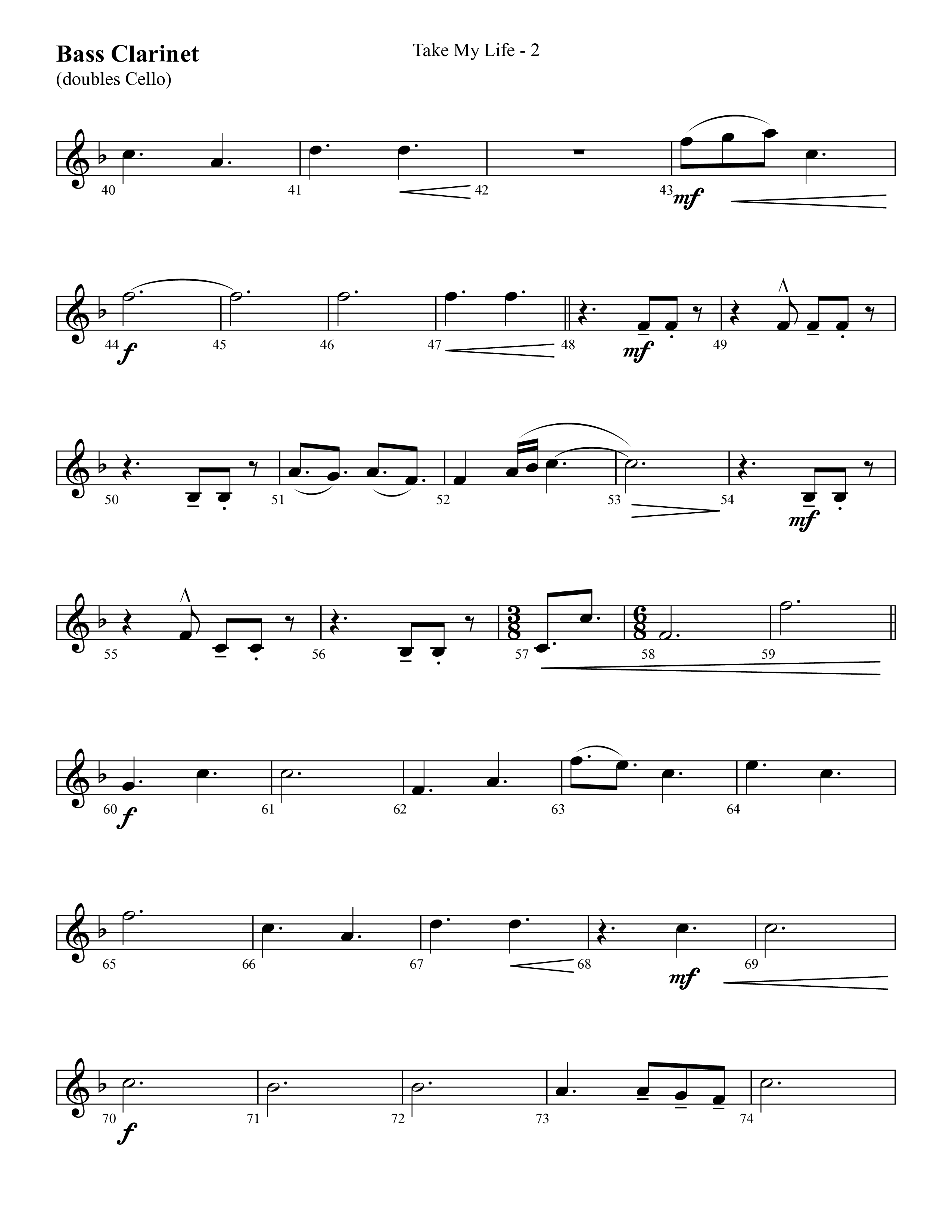Take My Life (with Take My Life And Let It Be, Take My Life) (Choral Anthem SATB) Bass Clarinet (Lifeway Choral / Arr. Cliff Duren)