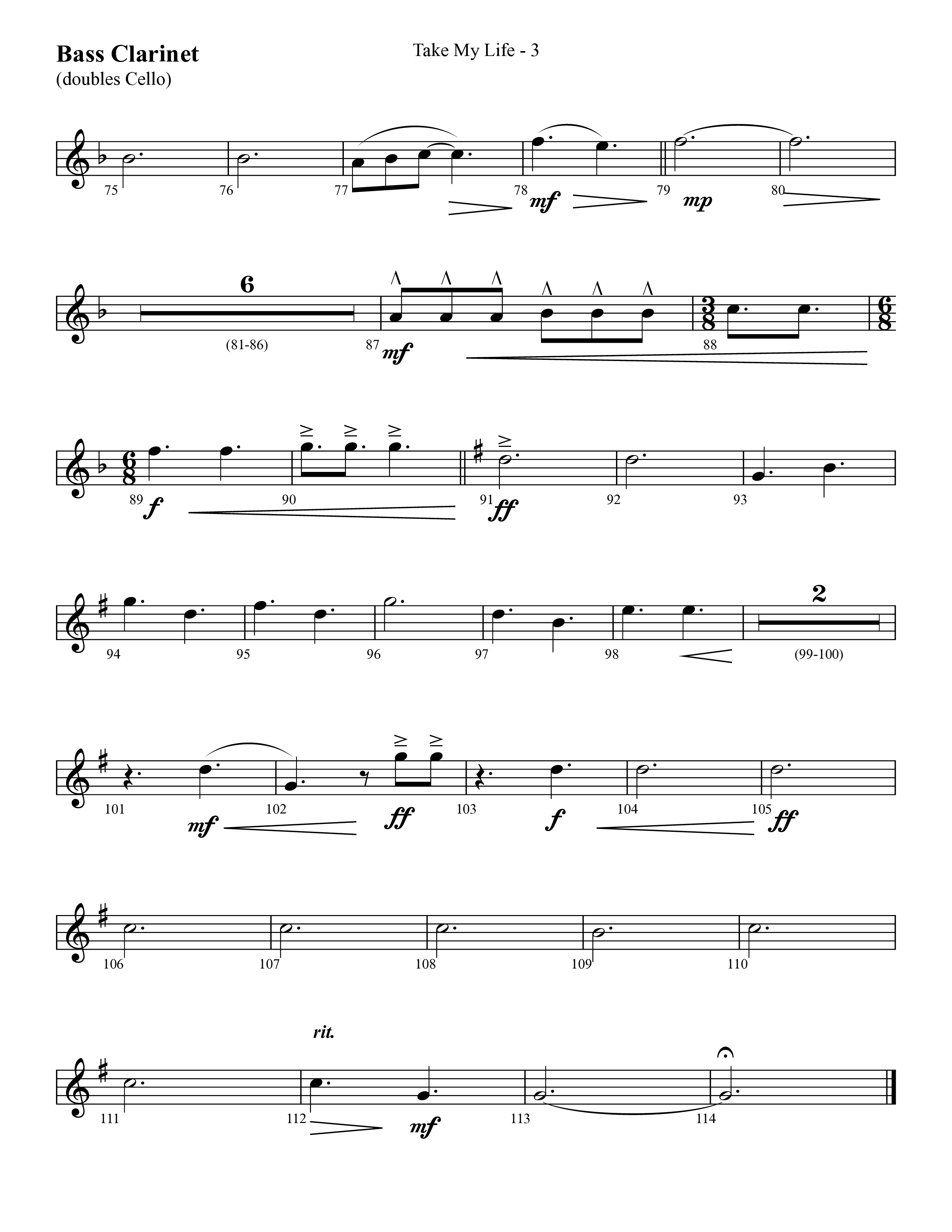 Take My Life (with Take My Life And Let It Be, Take My Life) (Choral Anthem SATB) Bass Clarinet (Lifeway Choral / Arr. Cliff Duren)