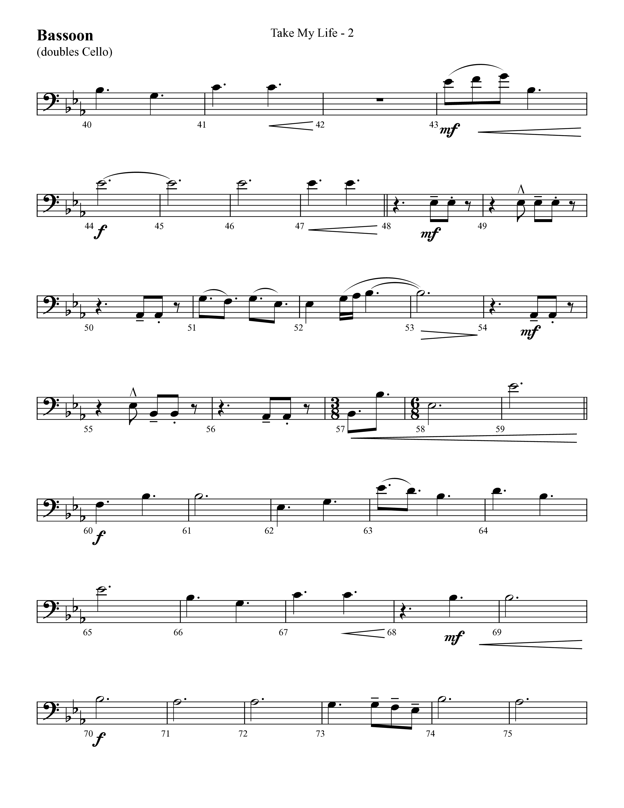 Take My Life (with Take My Life And Let It Be, Take My Life) (Choral Anthem SATB) Bassoon (Lifeway Choral / Arr. Cliff Duren)
