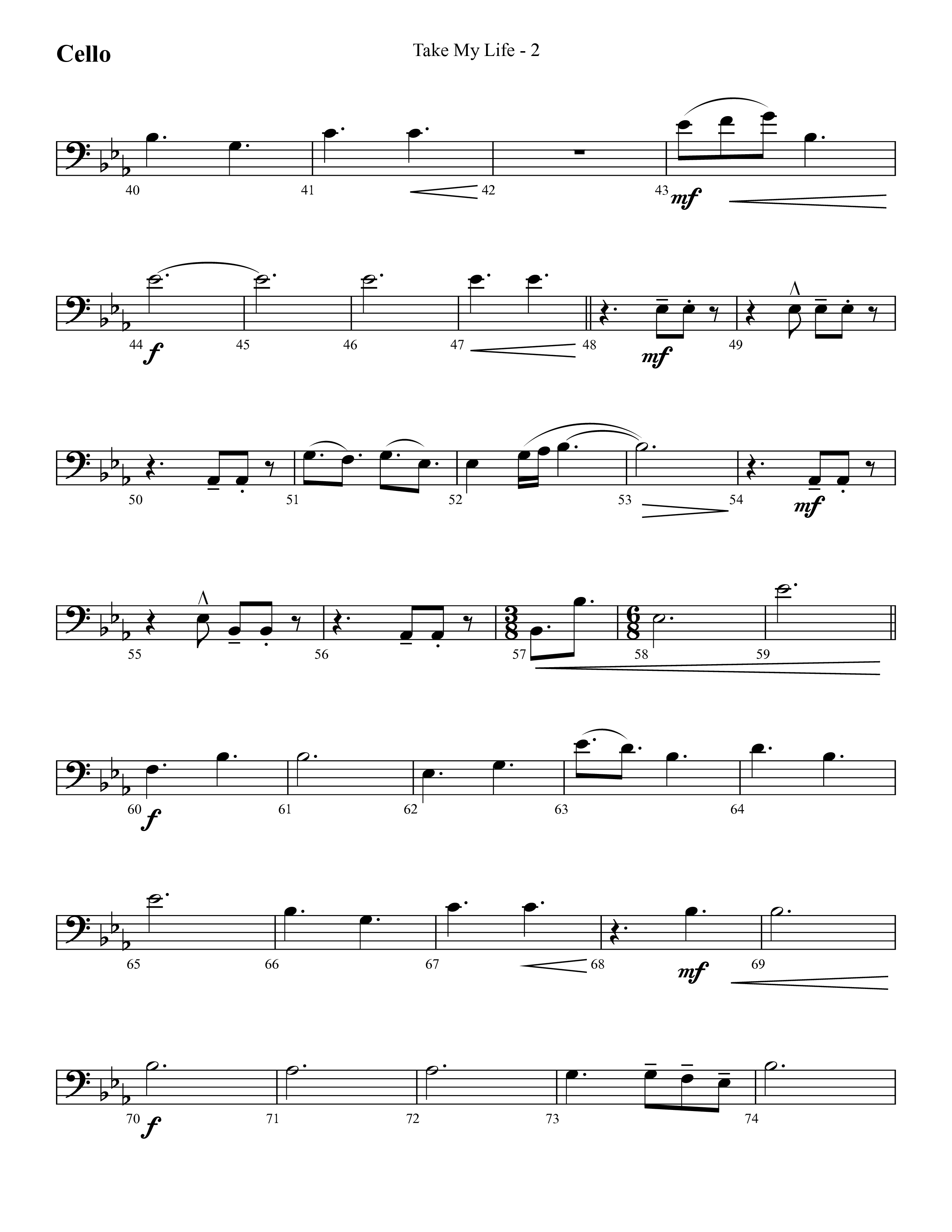 Take My Life (with Take My Life And Let It Be, Take My Life) (Choral Anthem SATB) Cello (Lifeway Choral / Arr. Cliff Duren)