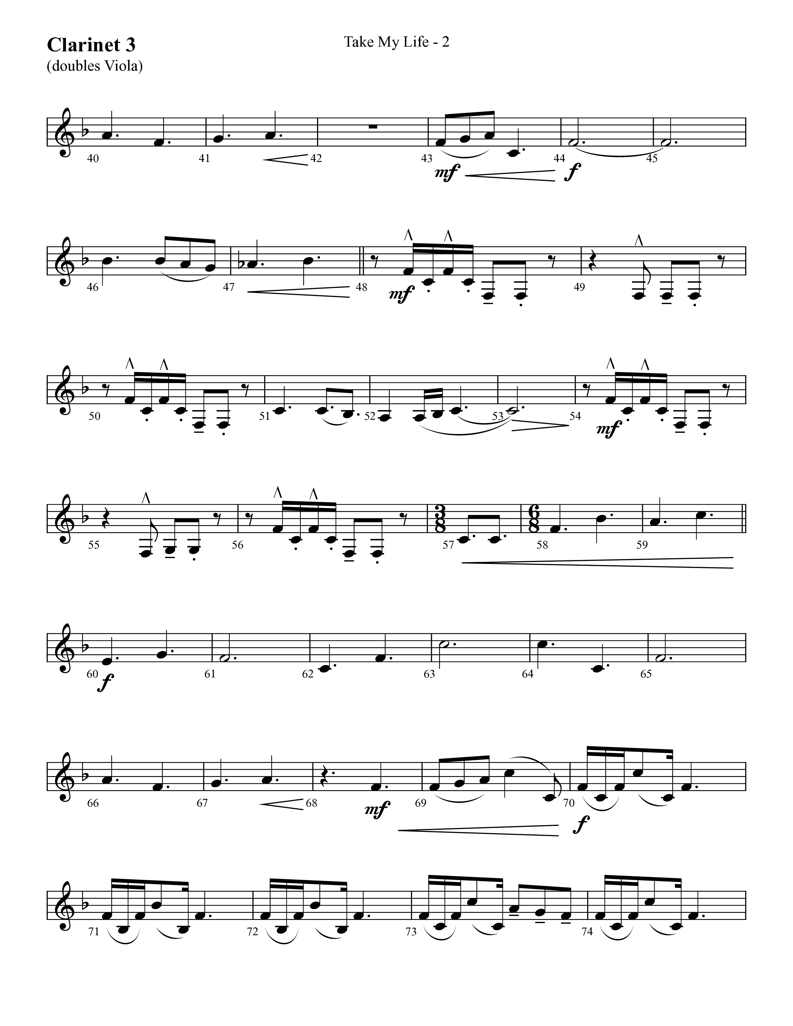 Take My Life (with Take My Life And Let It Be, Take My Life) (Choral Anthem SATB) Clarinet 3 (Lifeway Choral / Arr. Cliff Duren)