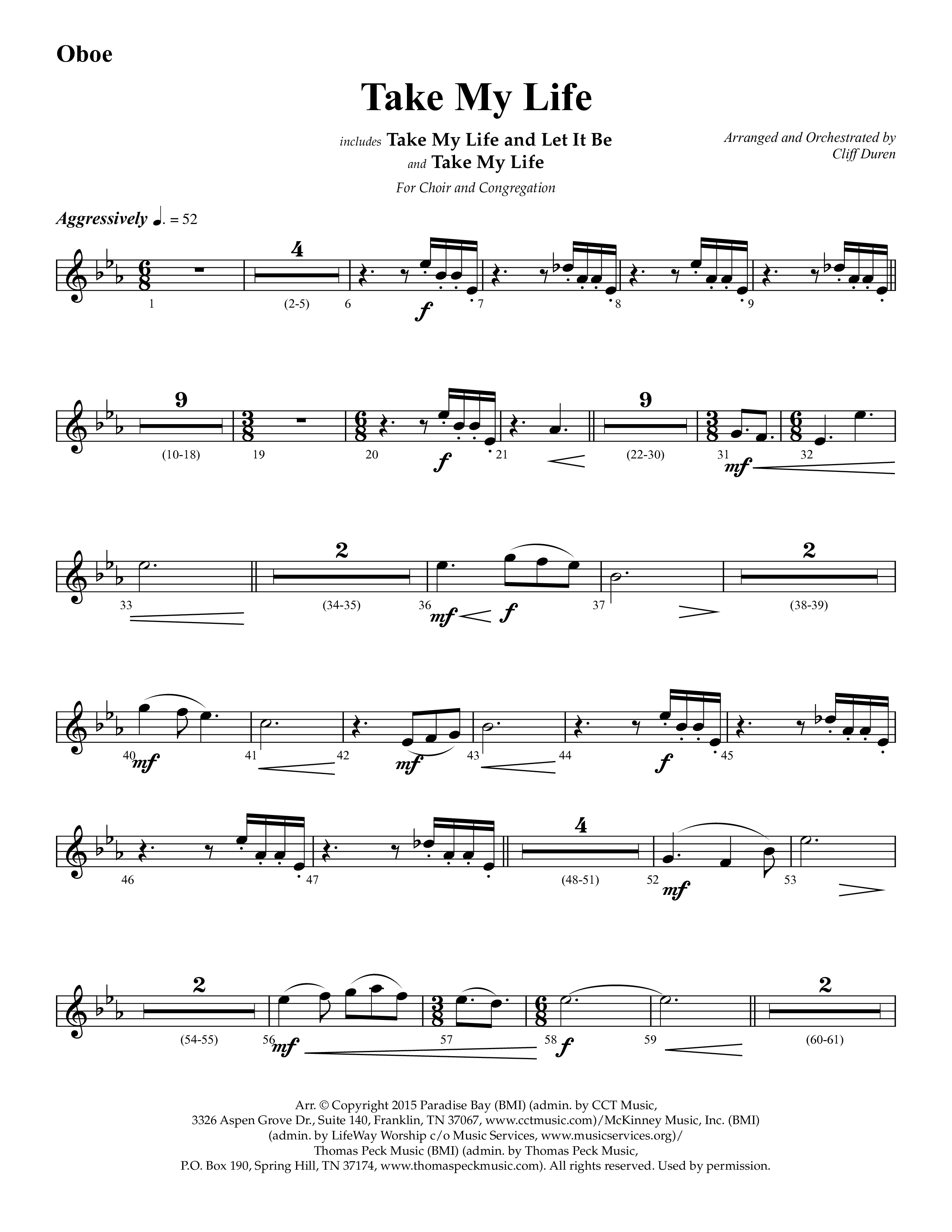 Take My Life (with Take My Life And Let It Be, Take My Life) (Choral Anthem SATB) Oboe (Lifeway Choral / Arr. Cliff Duren)