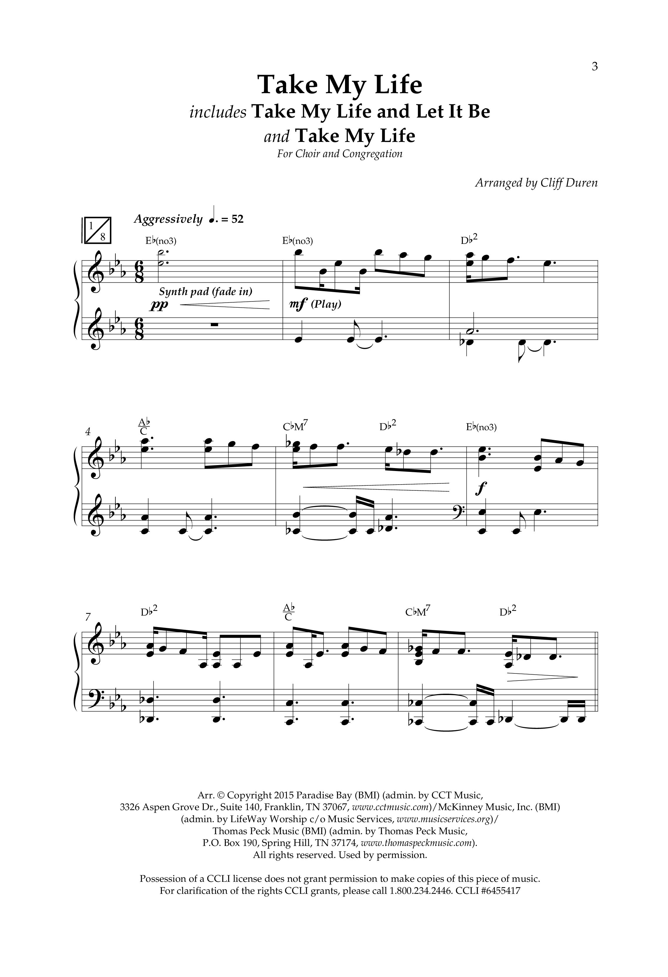 Take My Life (with Take My Life And Let It Be, Take My Life) (Choral Anthem SATB) Anthem (SATB/Piano) (Lifeway Choral / Arr. Cliff Duren)