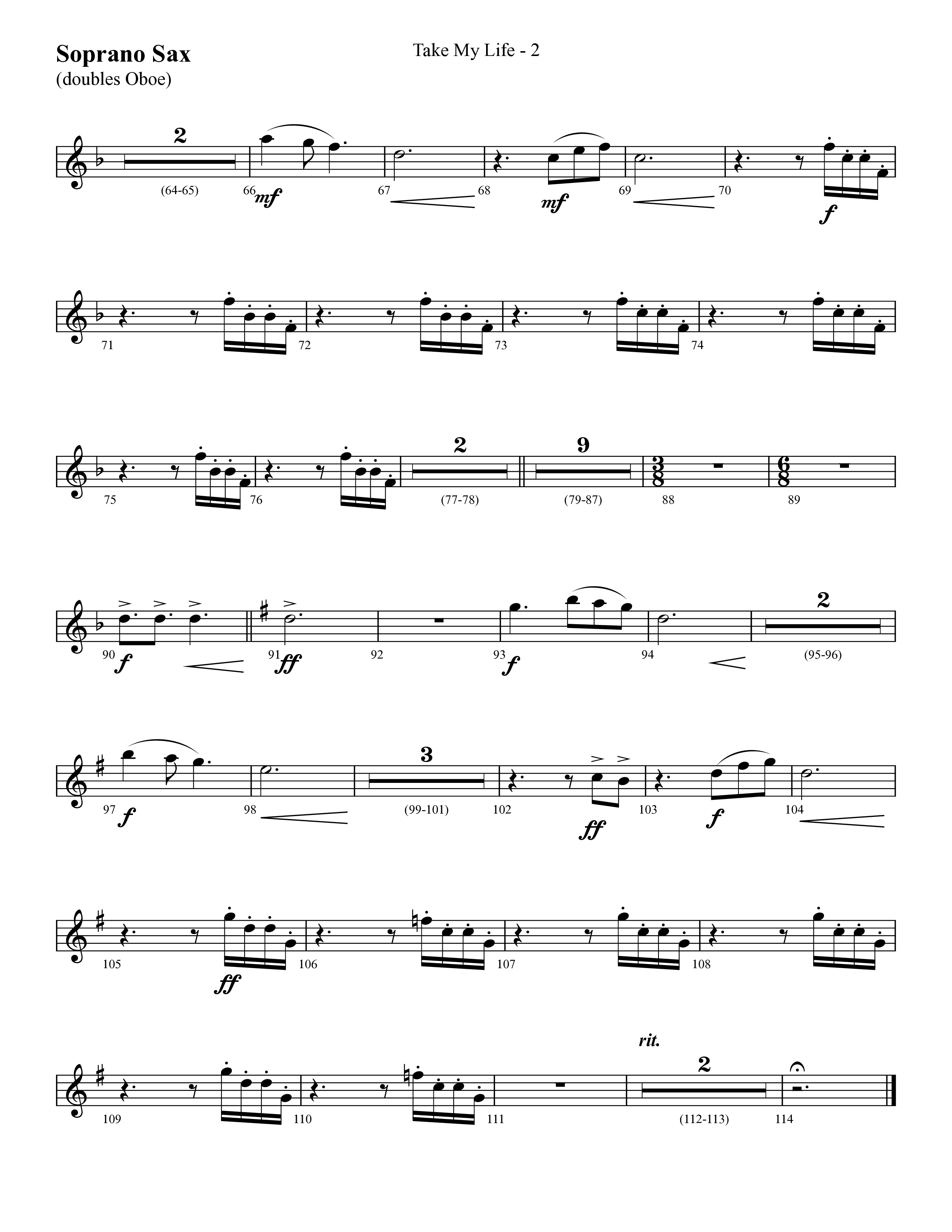 Take My Life (with Take My Life And Let It Be, Take My Life) (Choral Anthem SATB) Soprano Sax (Lifeway Choral / Arr. Cliff Duren)