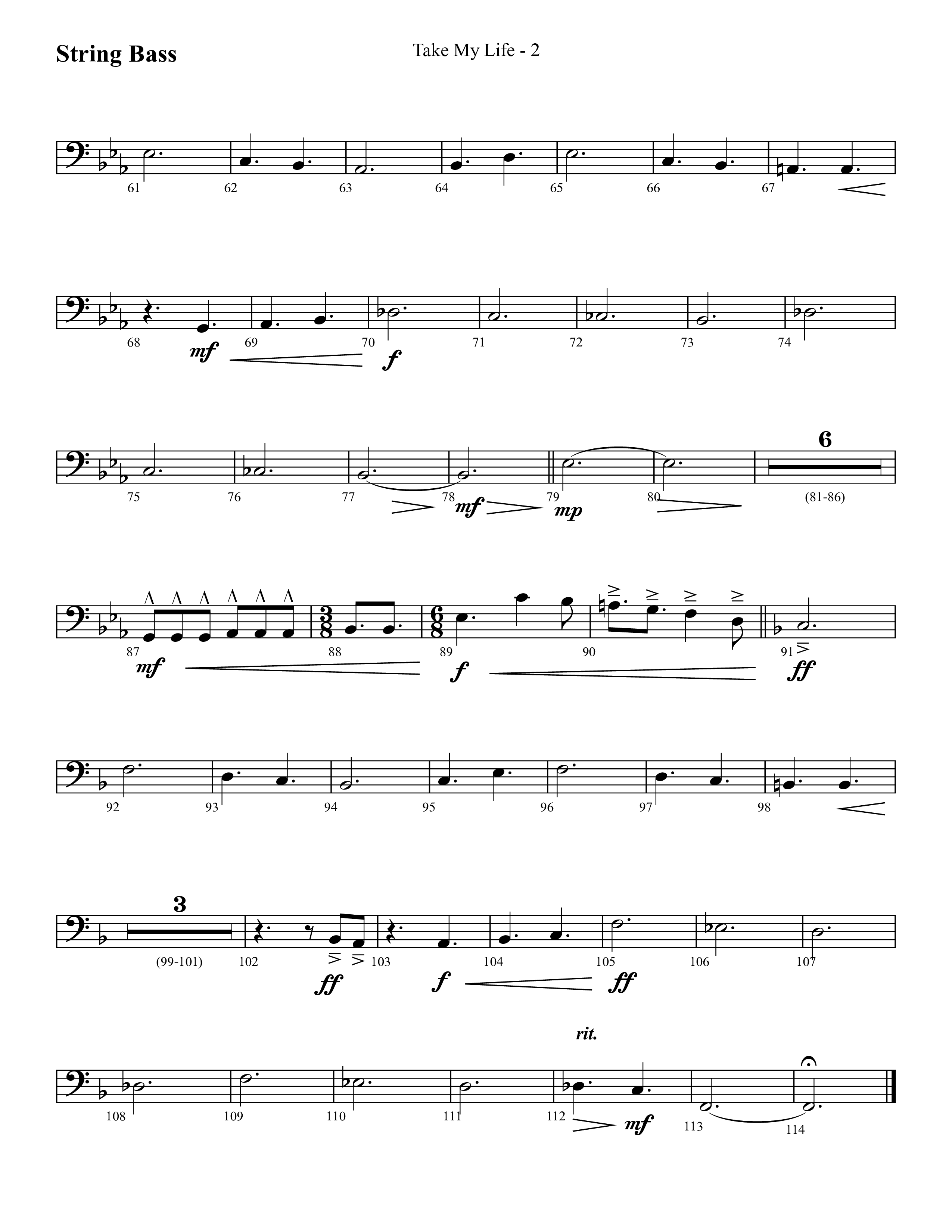 Take My Life (with Take My Life And Let It Be, Take My Life) (Choral Anthem SATB) String Bass (Lifeway Choral / Arr. Cliff Duren)