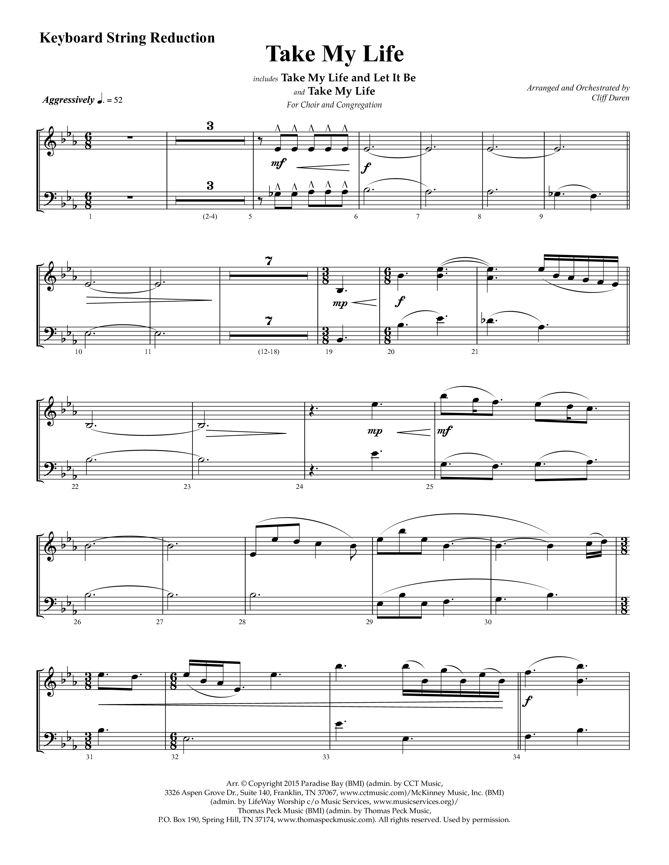 Take My Life (with Take My Life And Let It Be, Take My Life) (Choral Anthem SATB) String Reduction (Lifeway Choral / Arr. Cliff Duren)