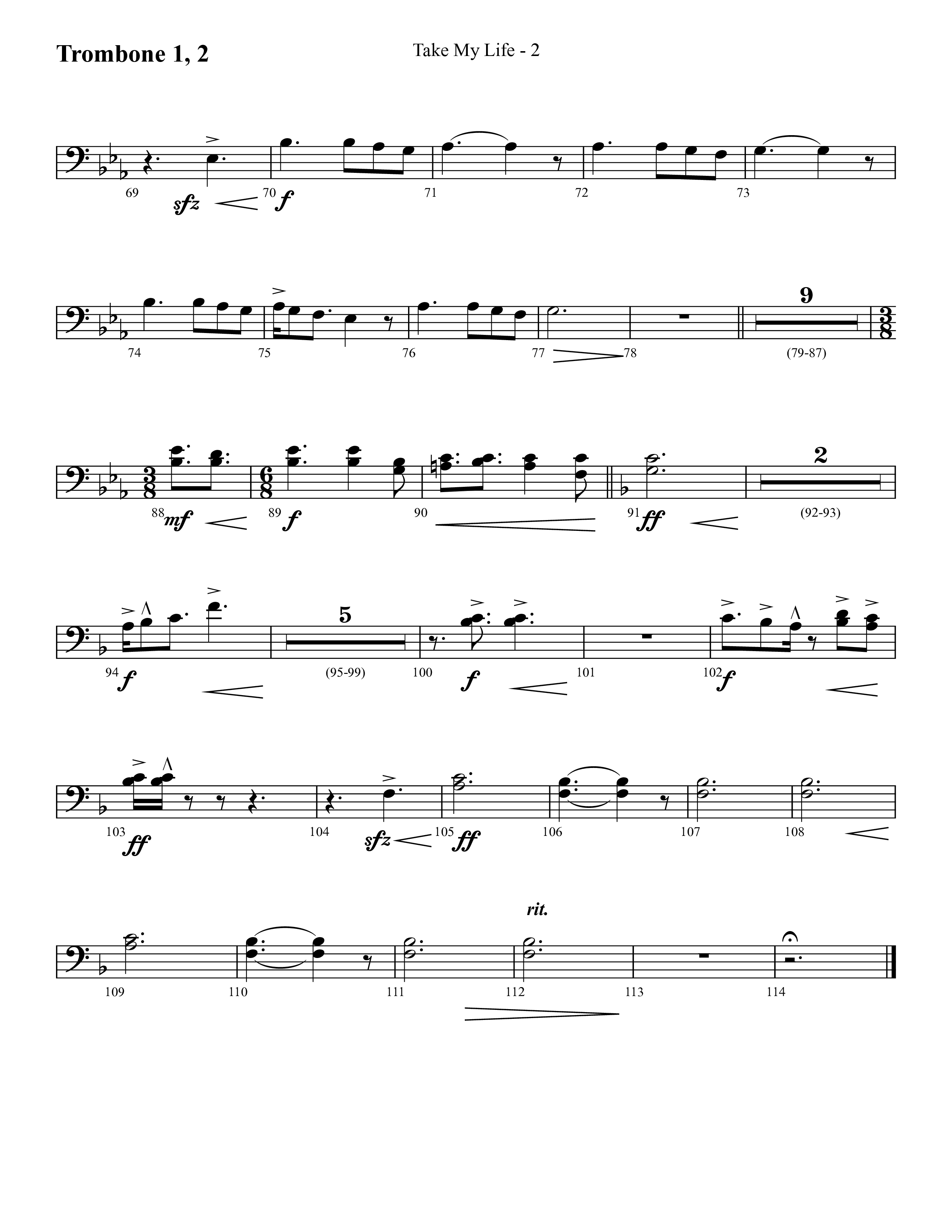 Take My Life (with Take My Life And Let It Be, Take My Life) (Choral Anthem SATB) Trombone 1/2 (Lifeway Choral / Arr. Cliff Duren)