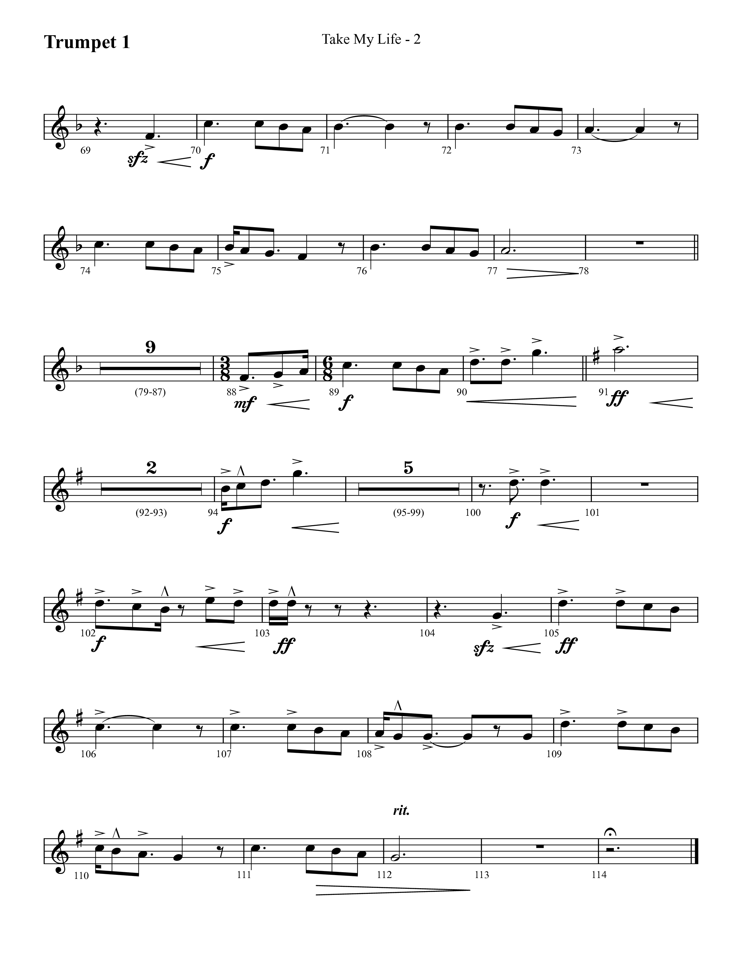Take My Life (with Take My Life And Let It Be, Take My Life) (Choral Anthem SATB) Trumpet 1 (Lifeway Choral / Arr. Cliff Duren)