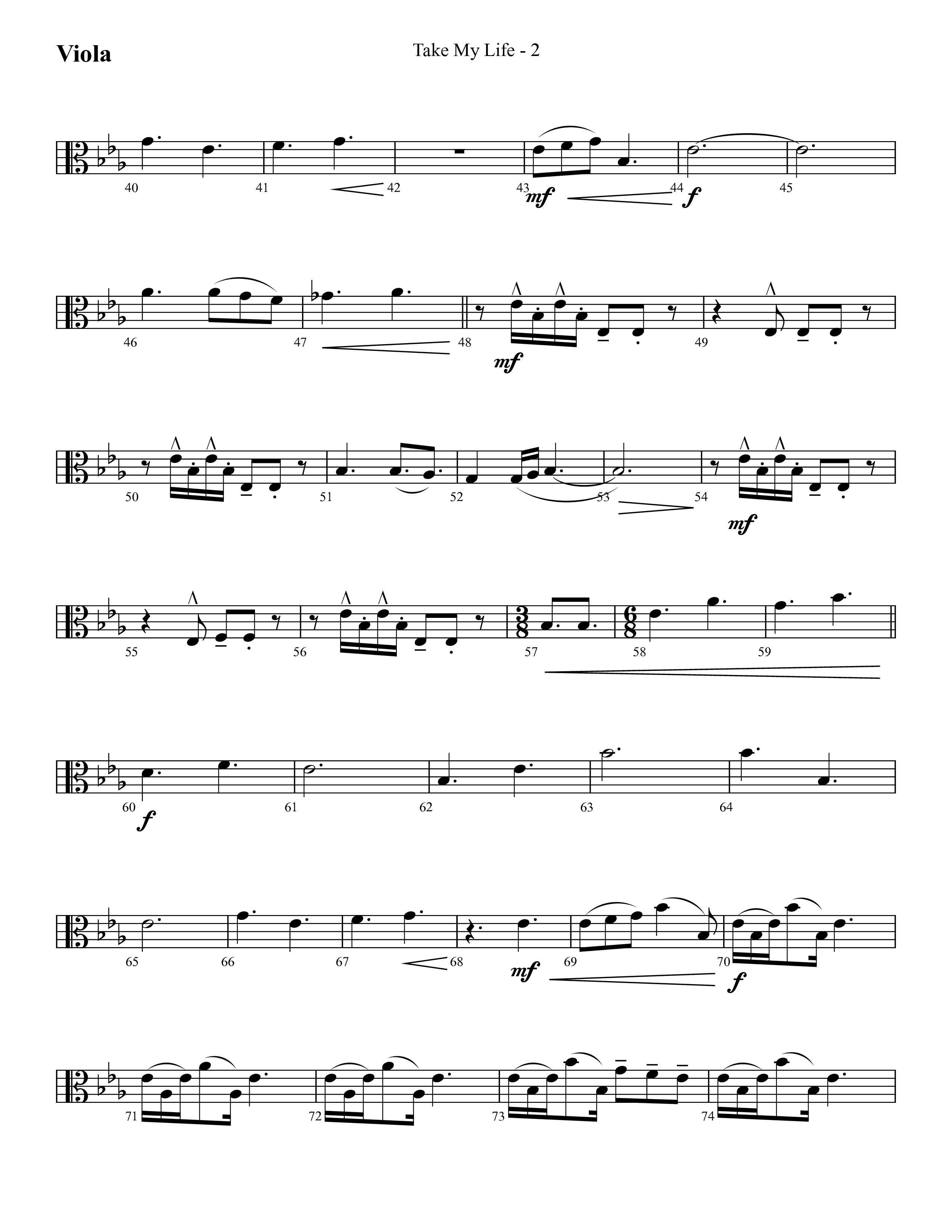 Take My Life (with Take My Life And Let It Be, Take My Life) (Choral Anthem SATB) Viola (Lifeway Choral / Arr. Cliff Duren)