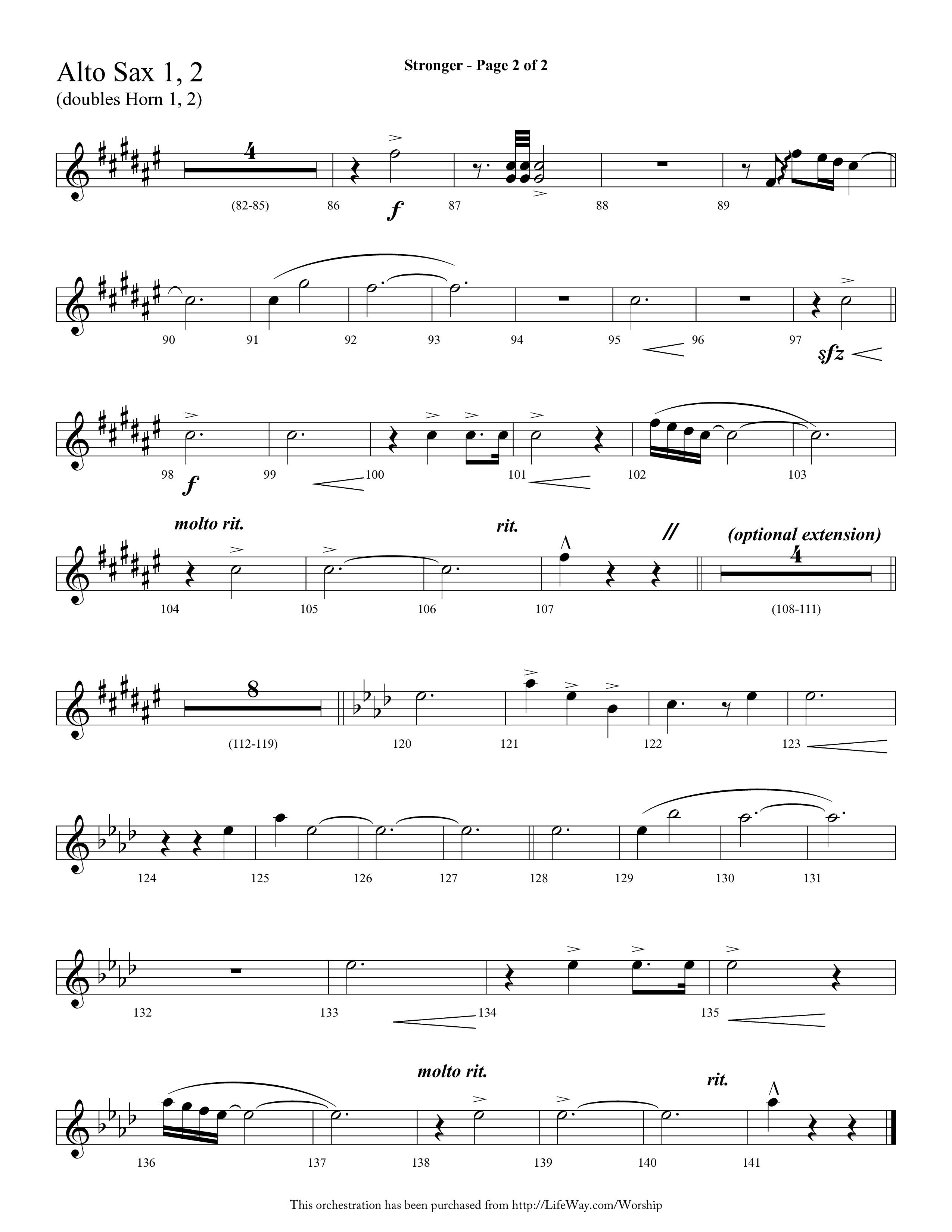 Stronger (Choral Anthem SATB) Alto Sax 1/2 (Lifeway Choral / Arr. Cliff Duren)