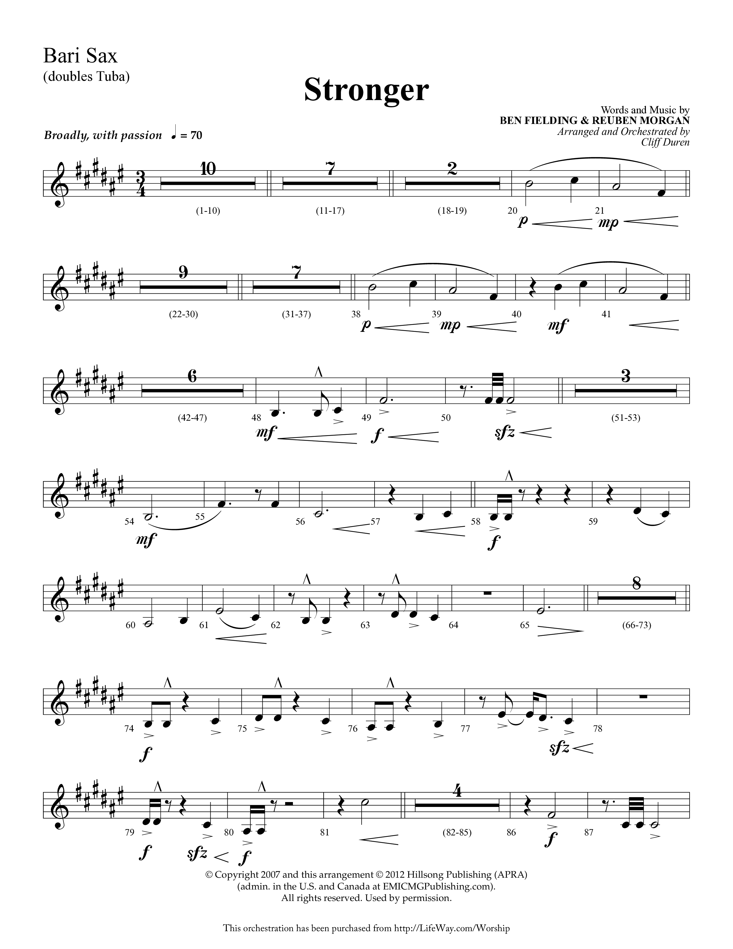 Stronger (Choral Anthem SATB) Bari Sax (Lifeway Choral / Arr. Cliff Duren)