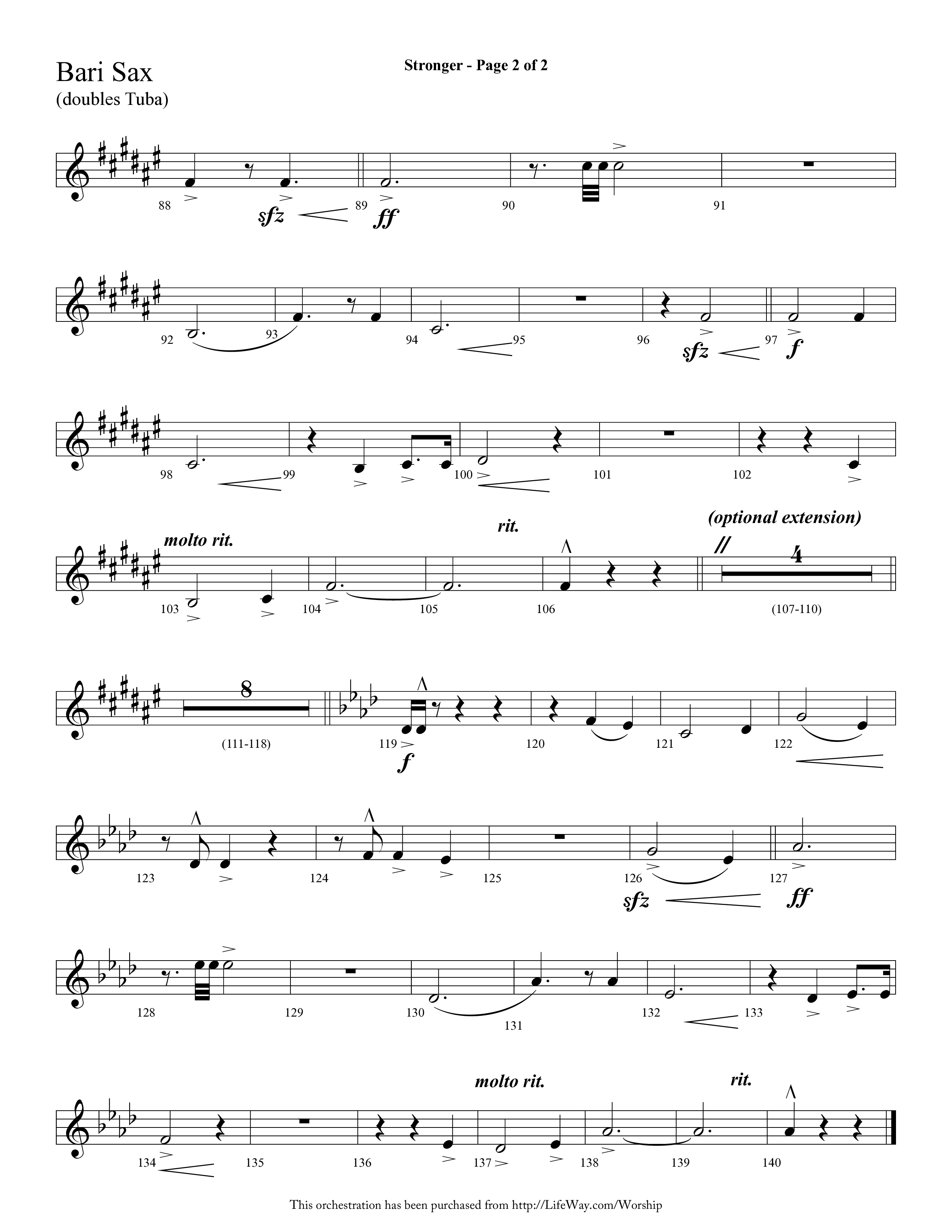 Stronger (Choral Anthem SATB) Bari Sax (Lifeway Choral / Arr. Cliff Duren)