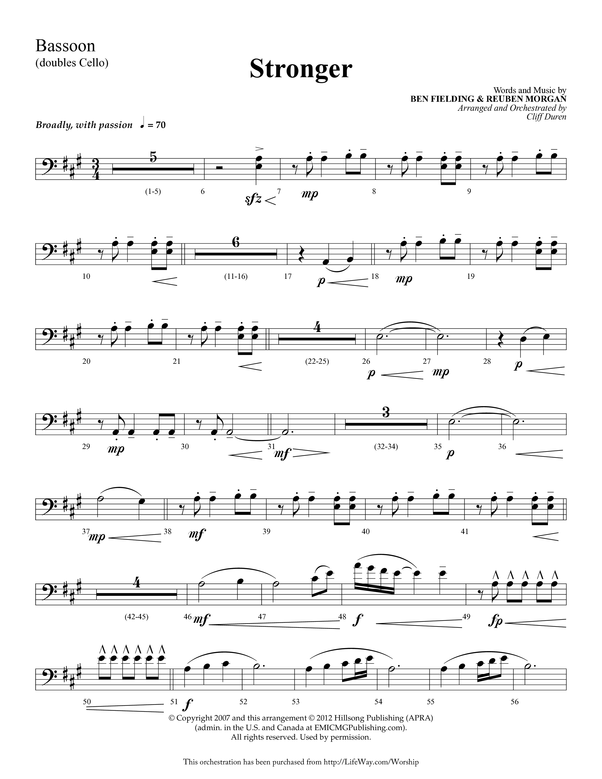 Stronger (Choral Anthem SATB) Bassoon (Lifeway Choral / Arr. Cliff Duren)