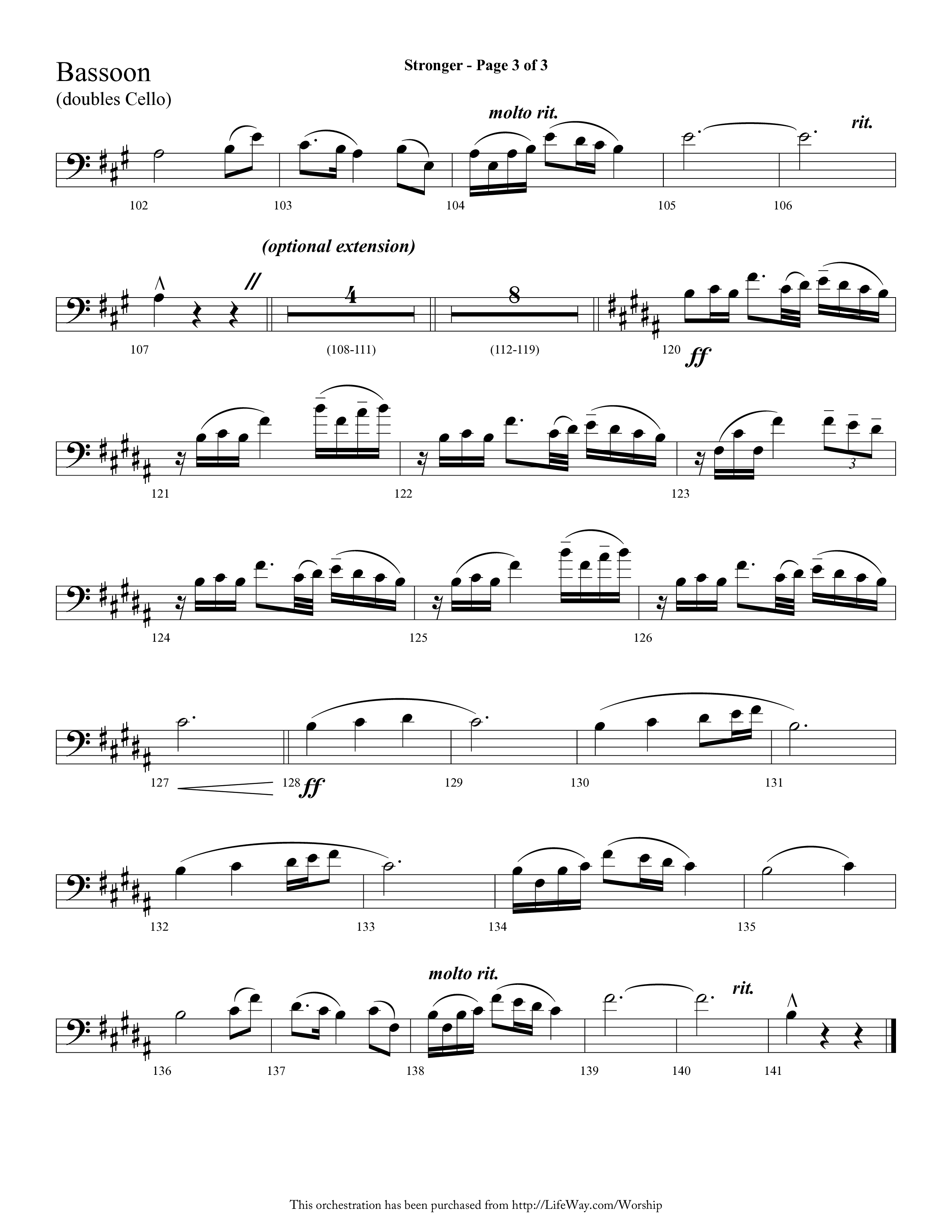 Stronger (Choral Anthem SATB) Bassoon (Lifeway Choral / Arr. Cliff Duren)