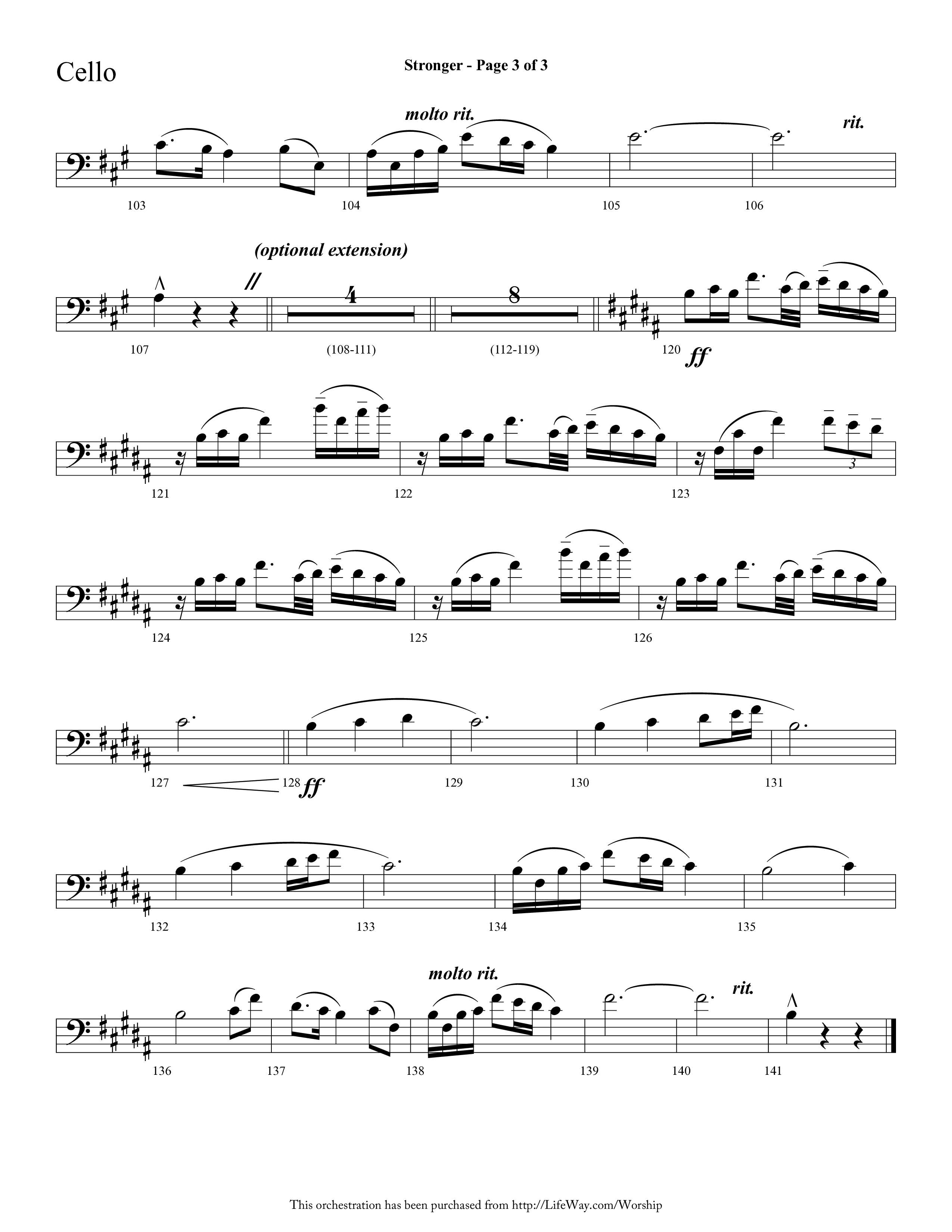 Stronger (Choral Anthem SATB) Cello (Lifeway Choral / Arr. Cliff Duren)