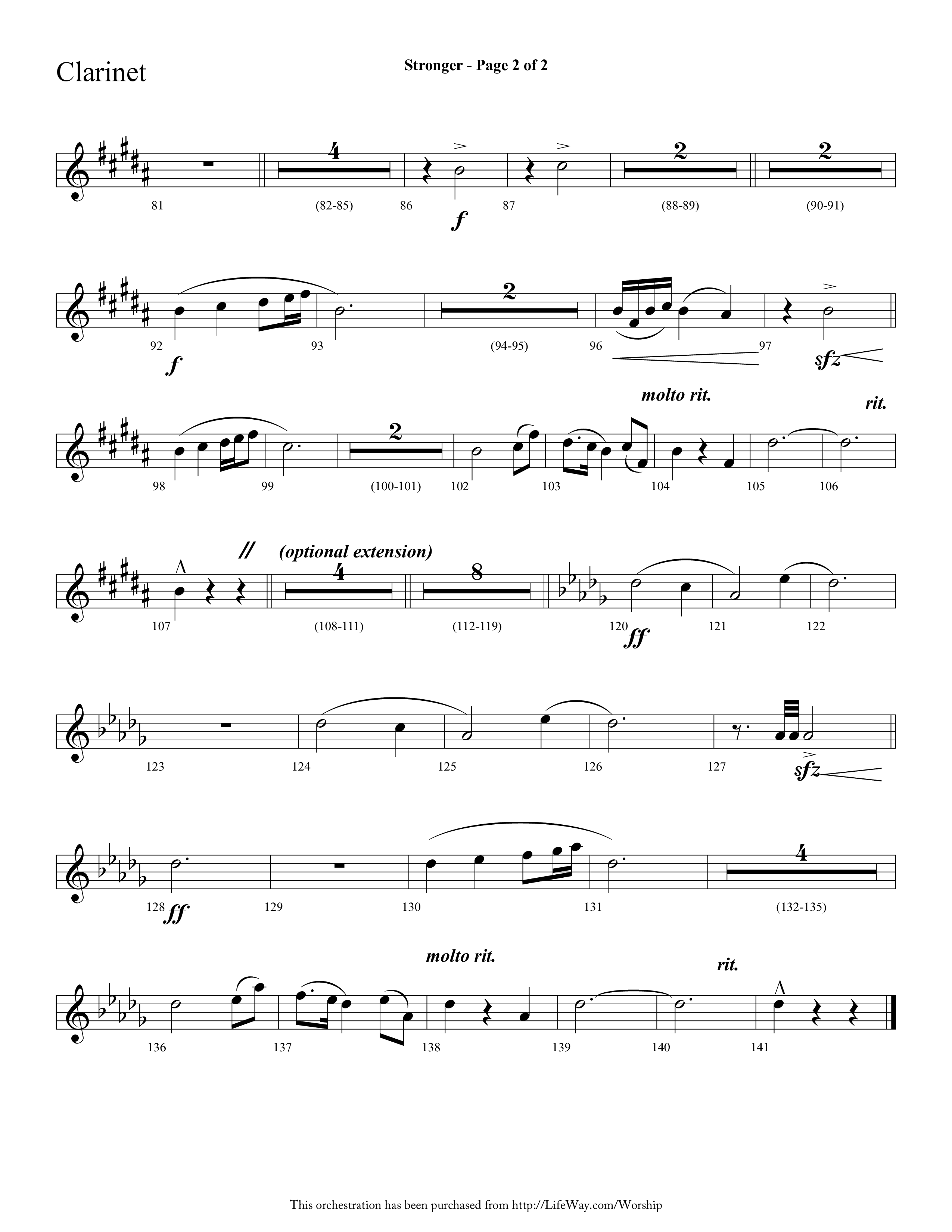 Stronger (Choral Anthem SATB) Clarinet 1/2 (Lifeway Choral / Arr. Cliff Duren)