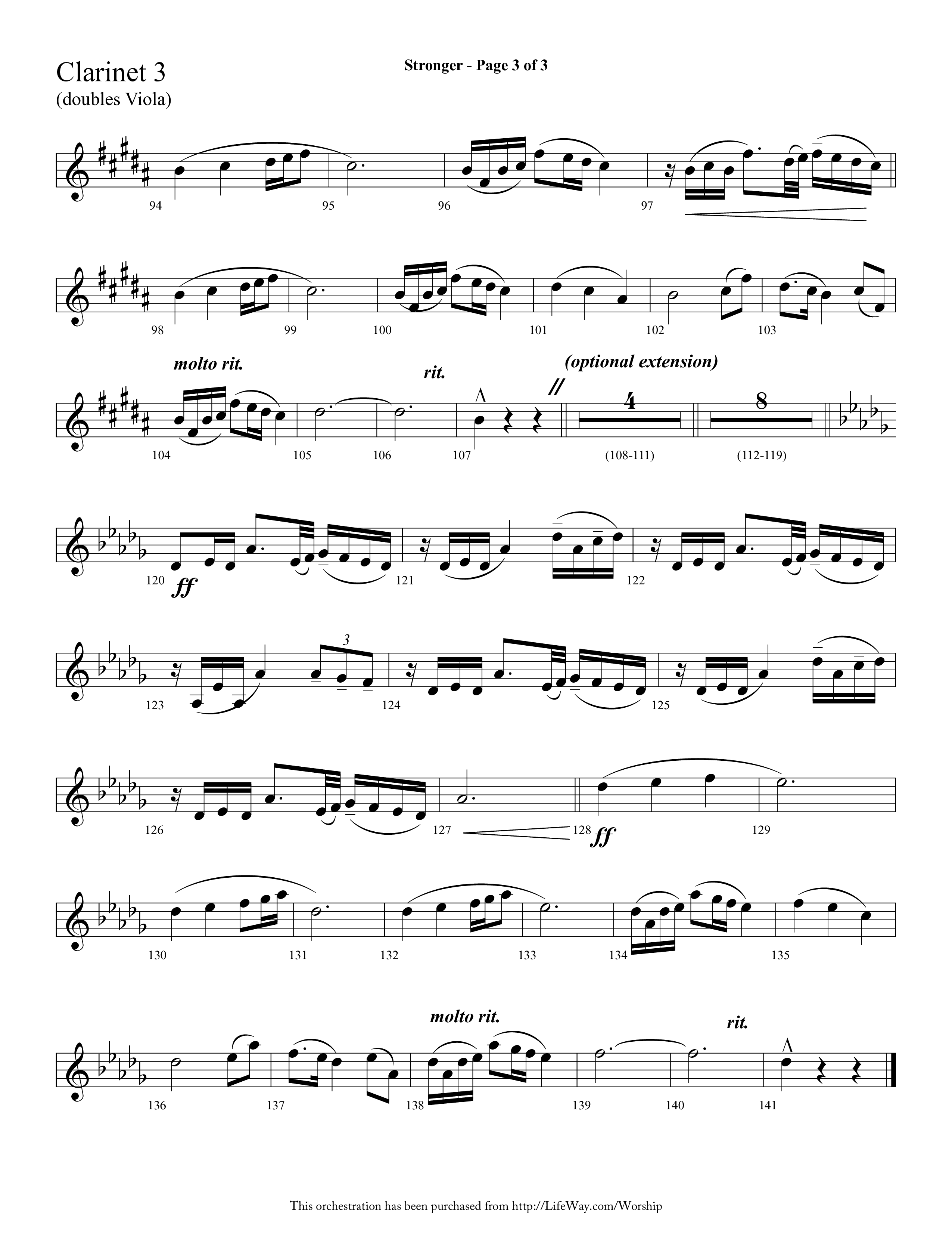 Stronger (Choral Anthem SATB) Clarinet 3 (Lifeway Choral / Arr. Cliff Duren)