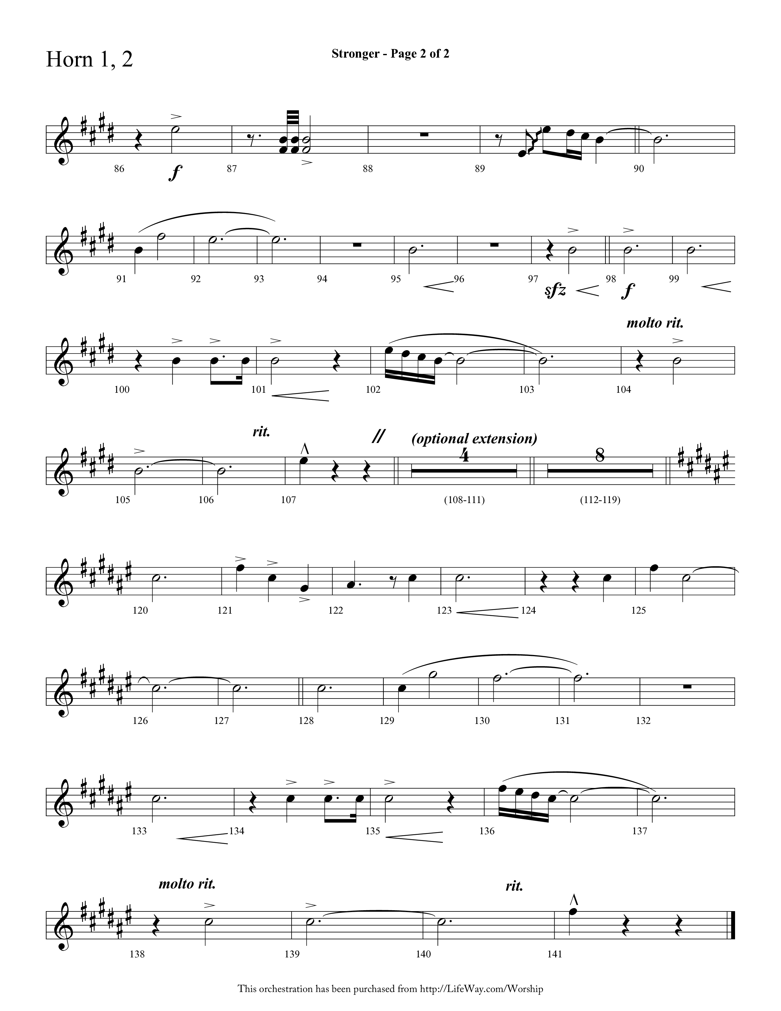 Stronger (Choral Anthem SATB) French Horn 1/2 (Lifeway Choral / Arr. Cliff Duren)